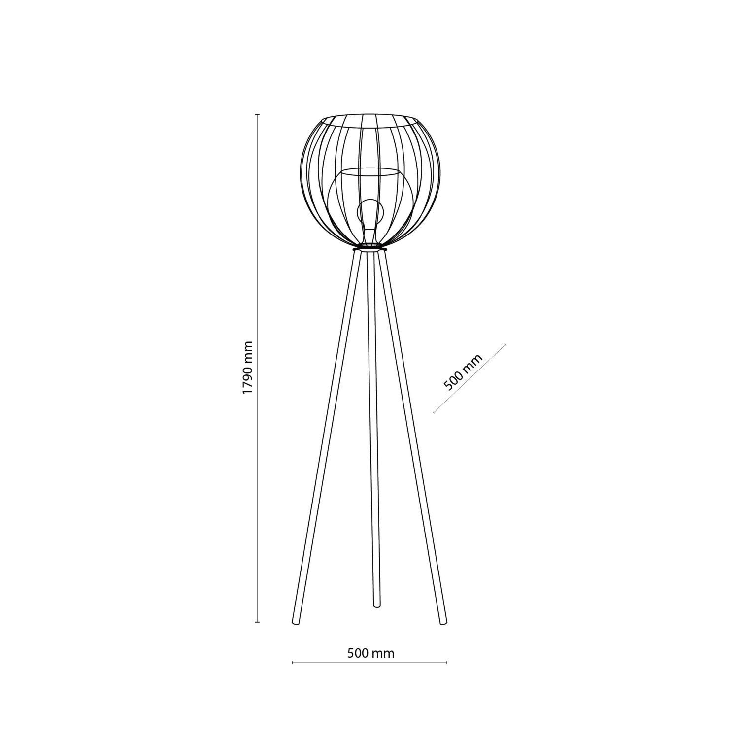 Lampadaire Moderne 179 cm de haut Métal Verre Tripode