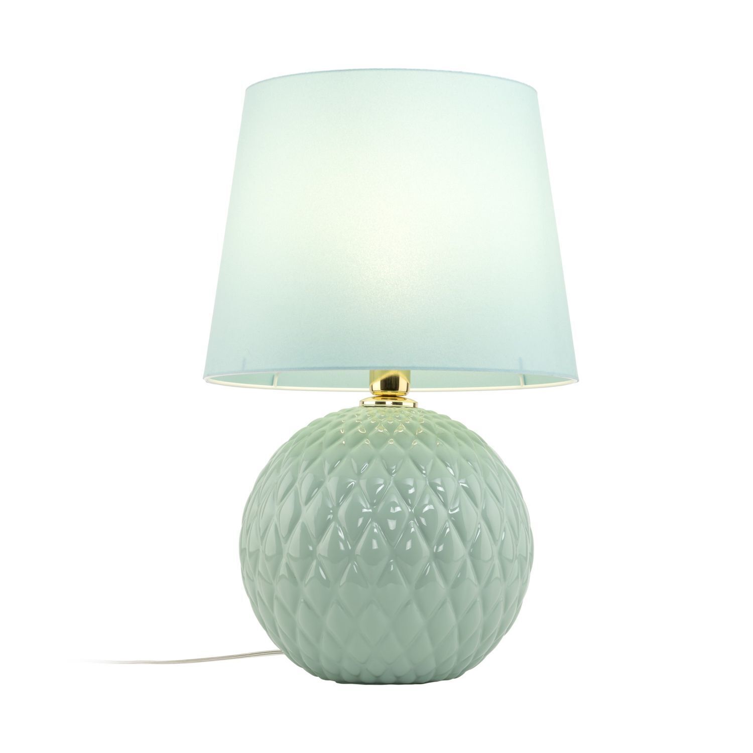 Lampe de table verre tissu 60 cm de haut menthe verte E27 DOLORES