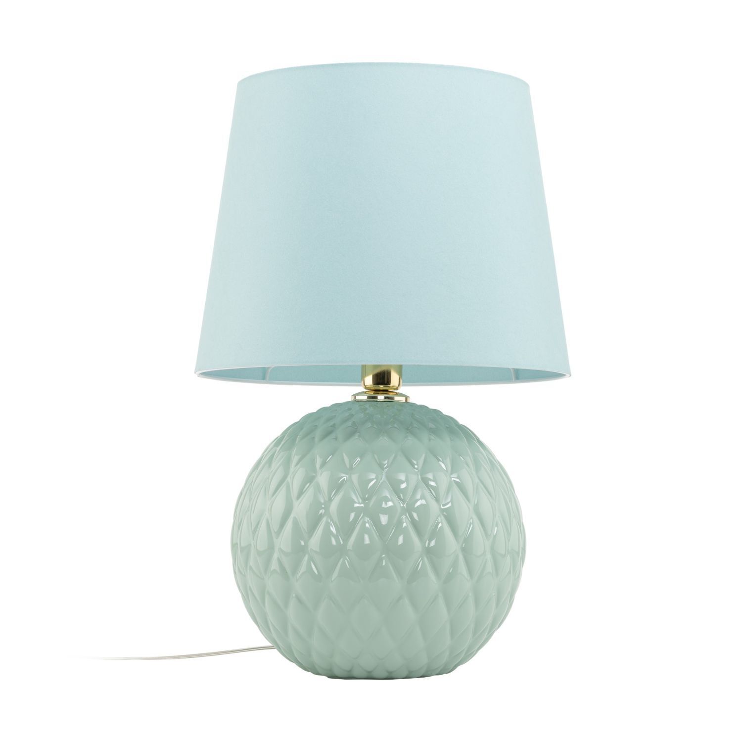 Lampe de table verre tissu 60 cm de haut menthe verte E27 DOLORES