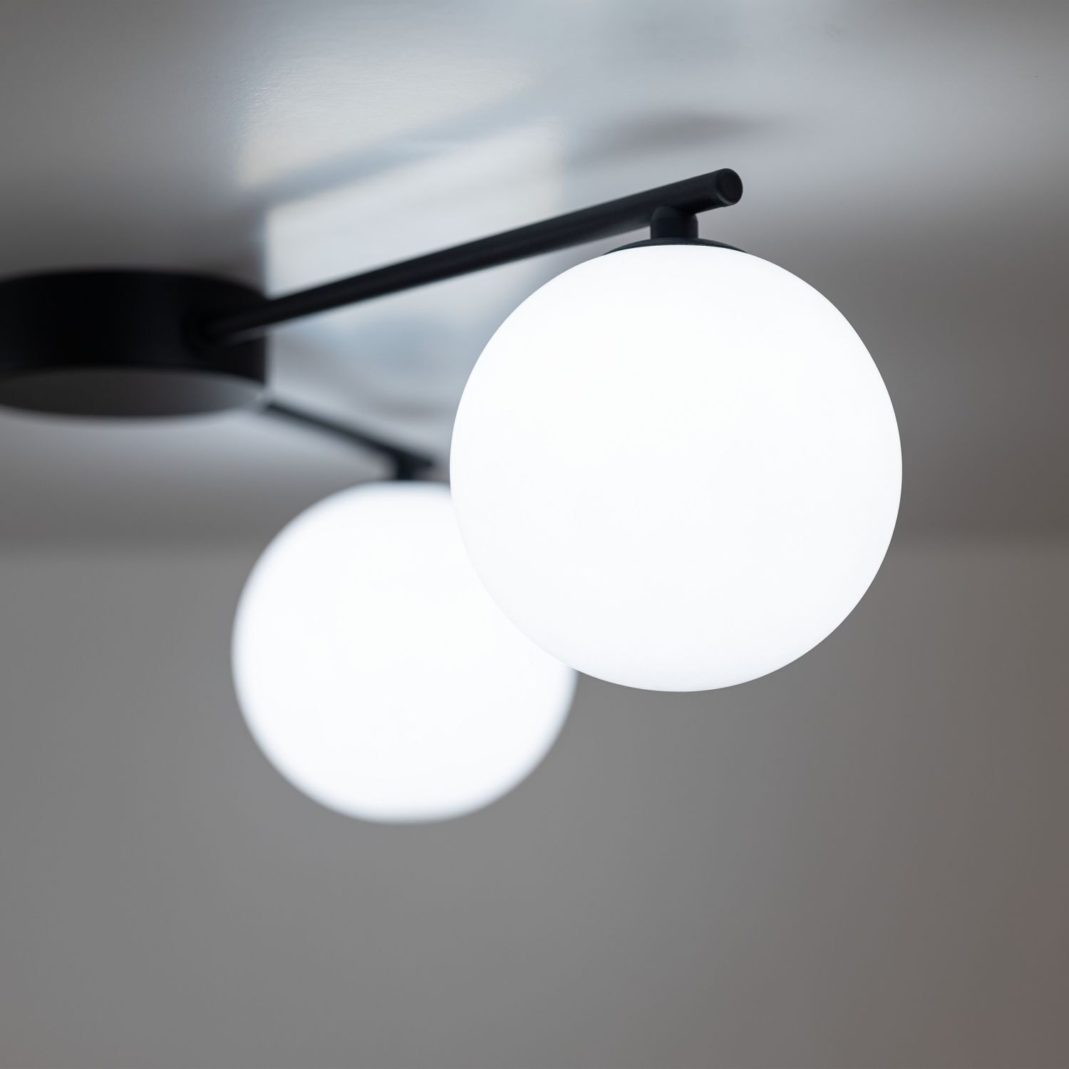 Plafonnier verre métal L : 56,5 cm G9 noir blanc 3 flammes Deckenleuchte