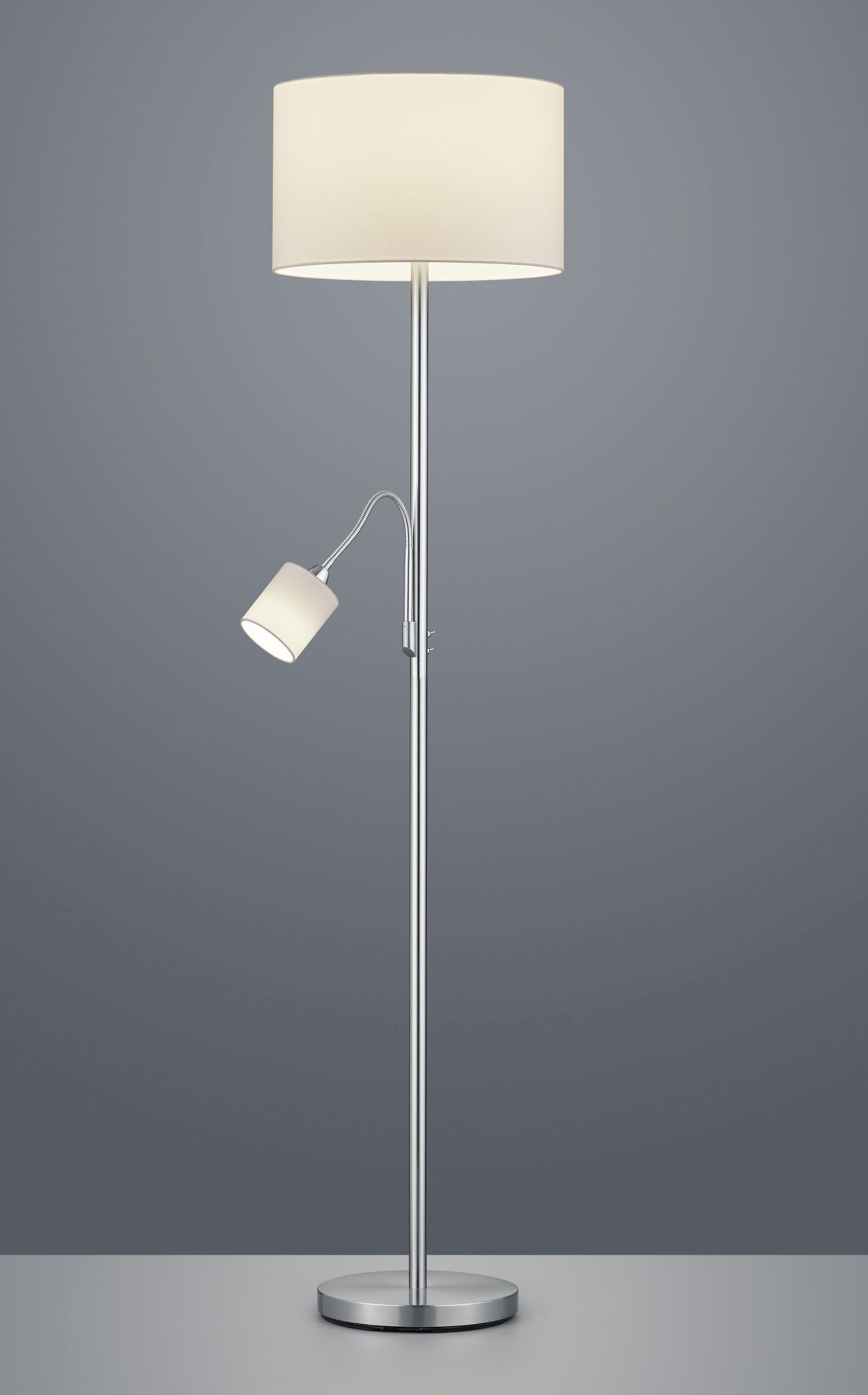 Lampadaire Tissu Métal hauteur 170 cm E27 E14 Nickel Blanc Lampe, Tischlampe