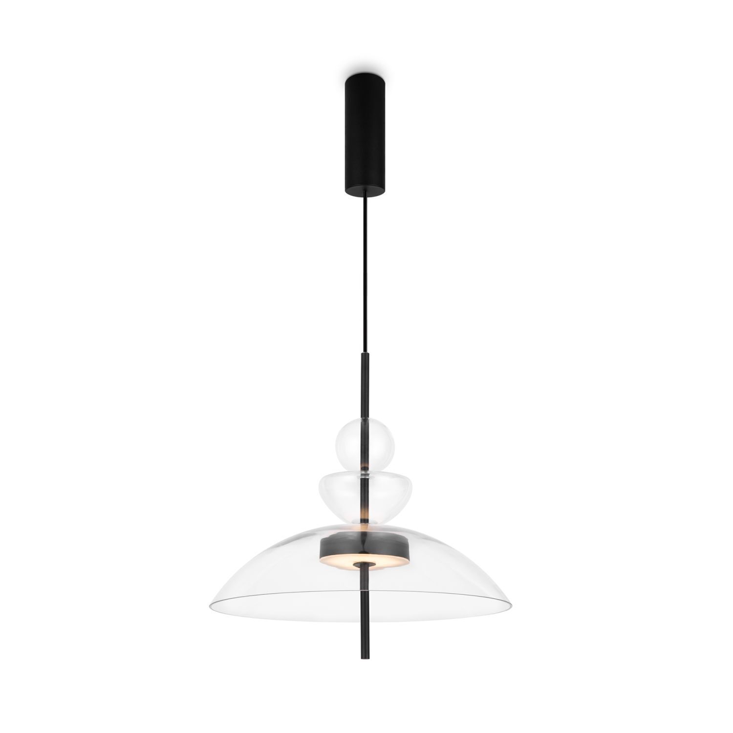 Lampe à suspendre LED métal verre H : max. 358 cm noir BRUNO