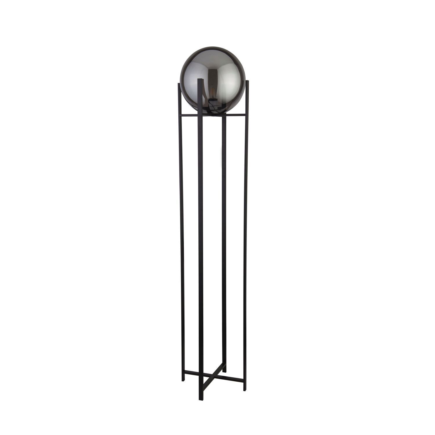 Lampadaire Noir Gris Fumé E27 159 cm Verre Métal