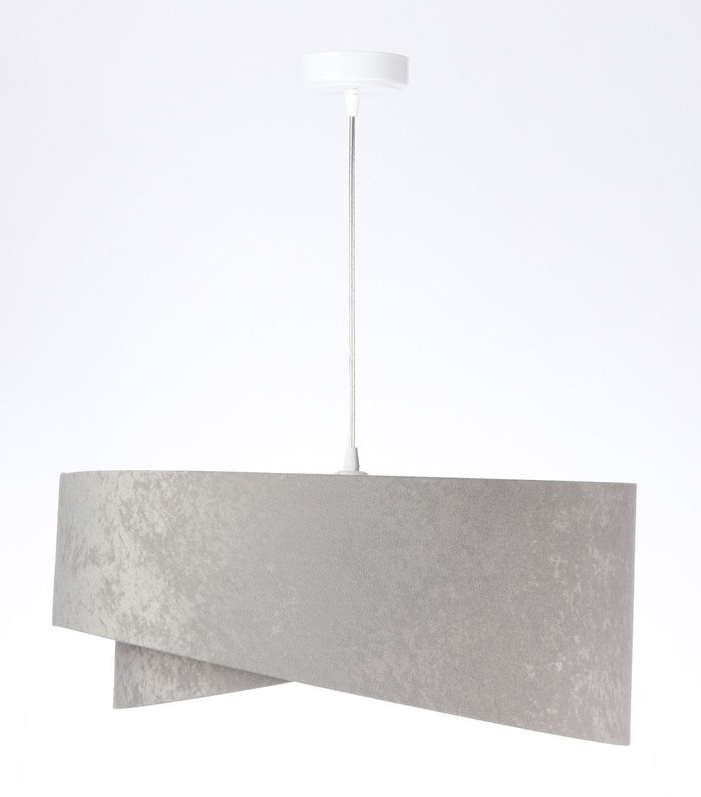 Lampe à suspendre ronde E27 D : 50 cm Gris Or Argent Abat-jour en tissu