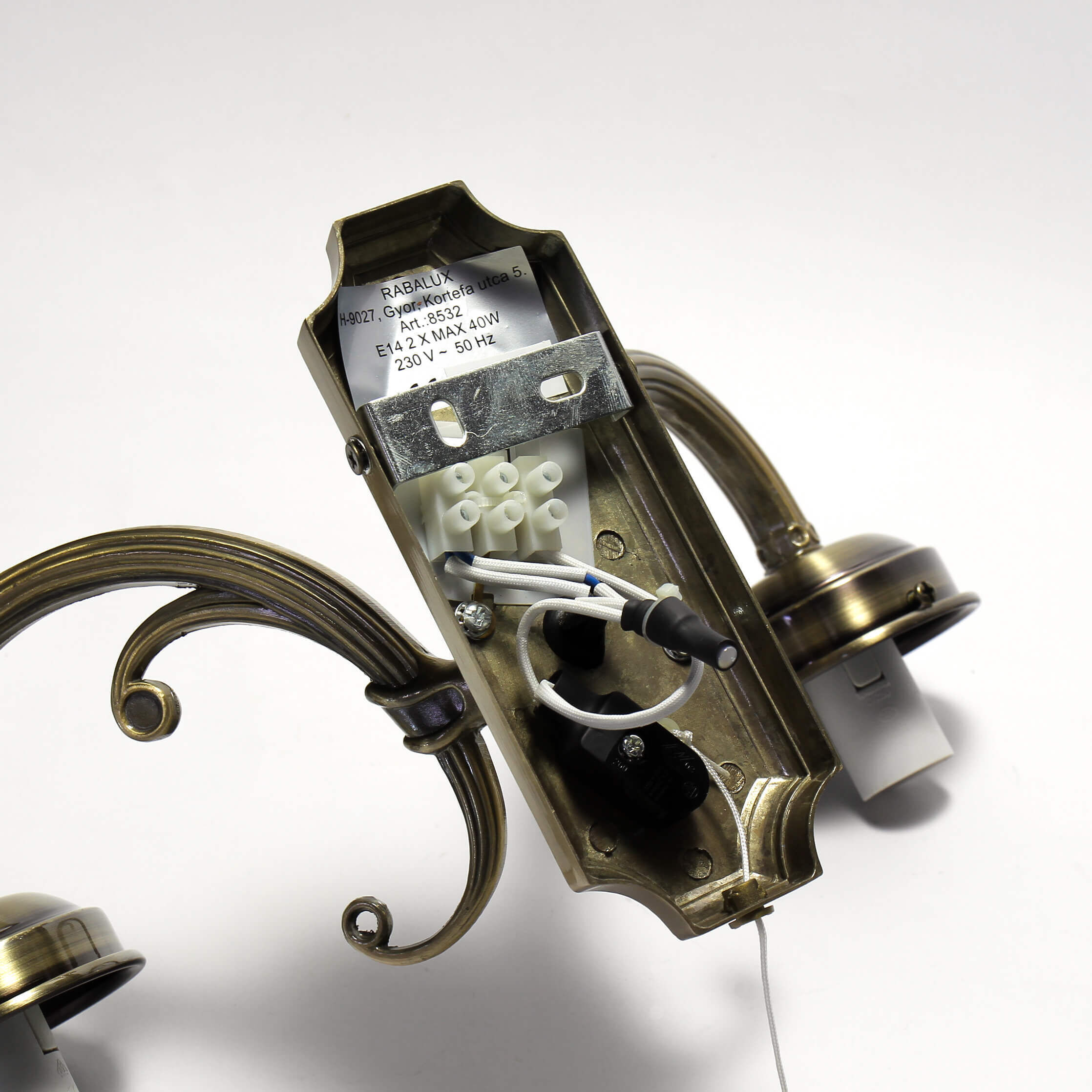 Längliche Wandleuchte mit Glasschirm Bronze farben