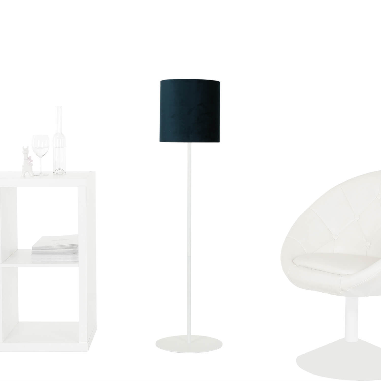 Abat-jour bleu pour lampadaire Tissu Cylindre Lampe