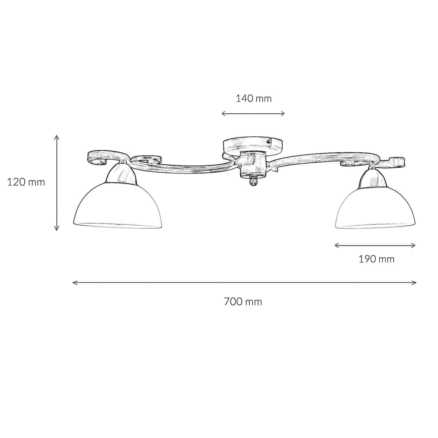 Rustikale Deckenleuchte Schwarz Weiß AURORA Deckenleuchte AURORA WHITE in Shabby Weiß 2-flmg