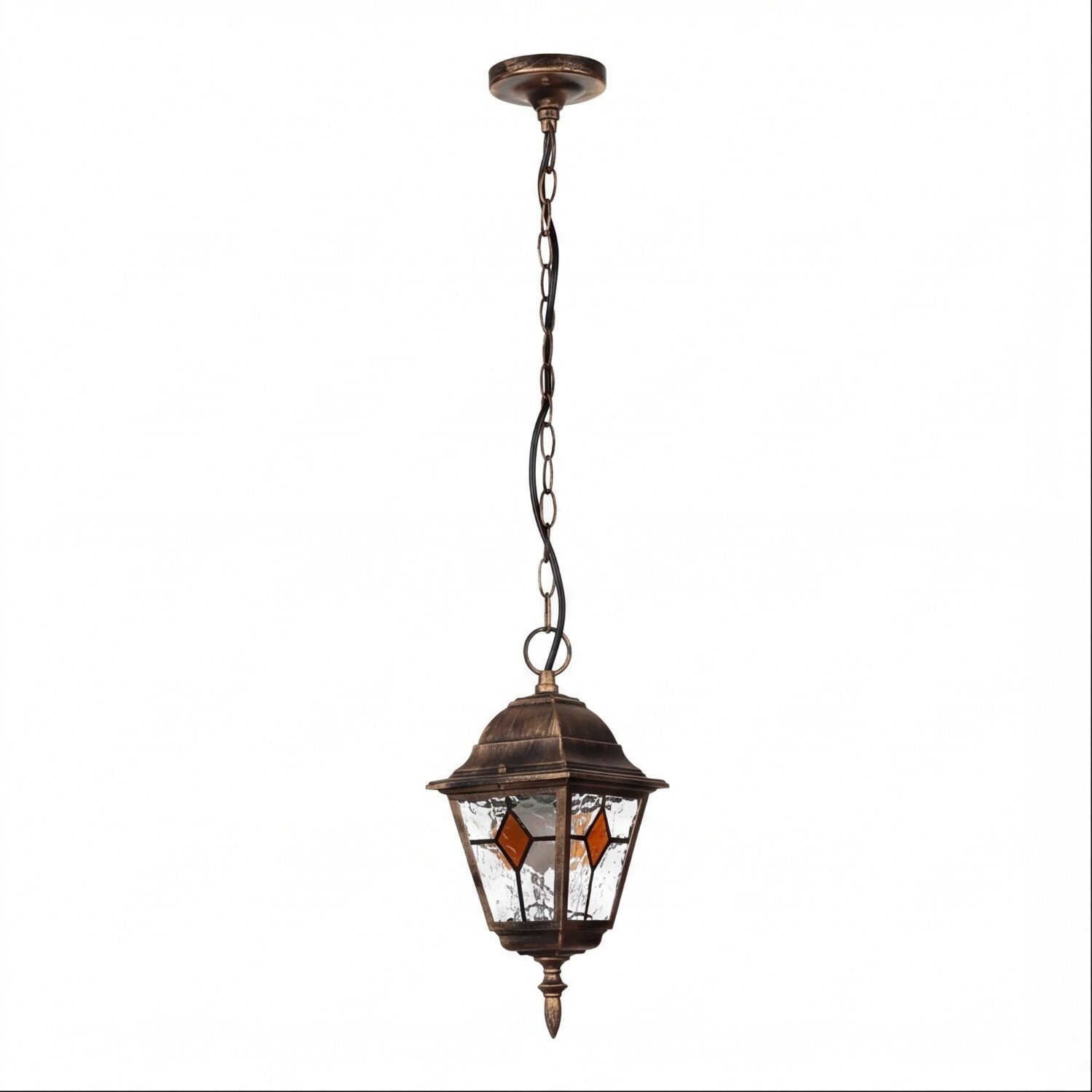 pendelleuchte-aussen-outdoor-haengelampe-salzburg-kupfer-antik-rustikal-buntglas-3 laterne, hängende lampe, außenleuchte, kette, antikes bronzen
