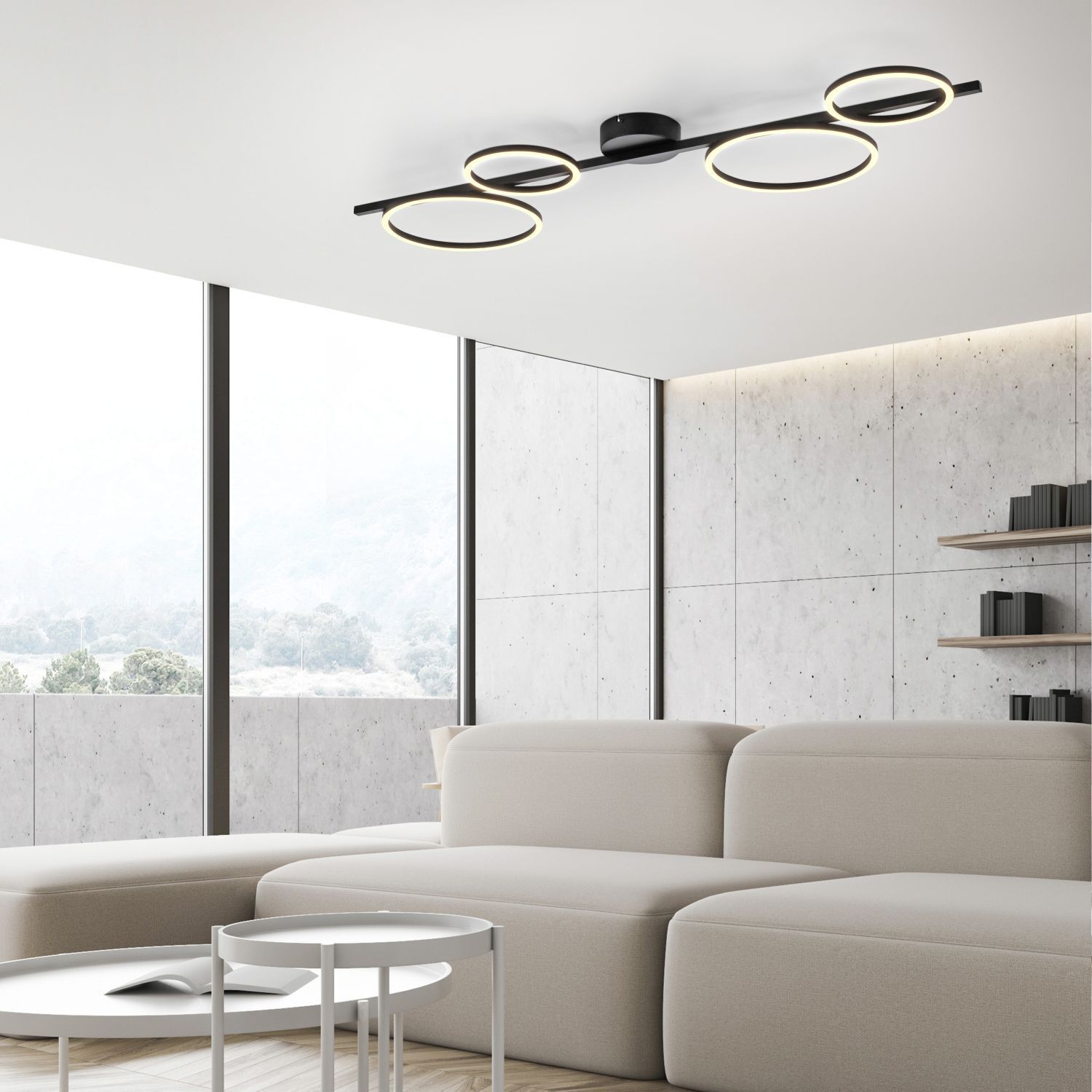 Lampe de plafonnier LED noire métal 120 cm allongée 4850 lm