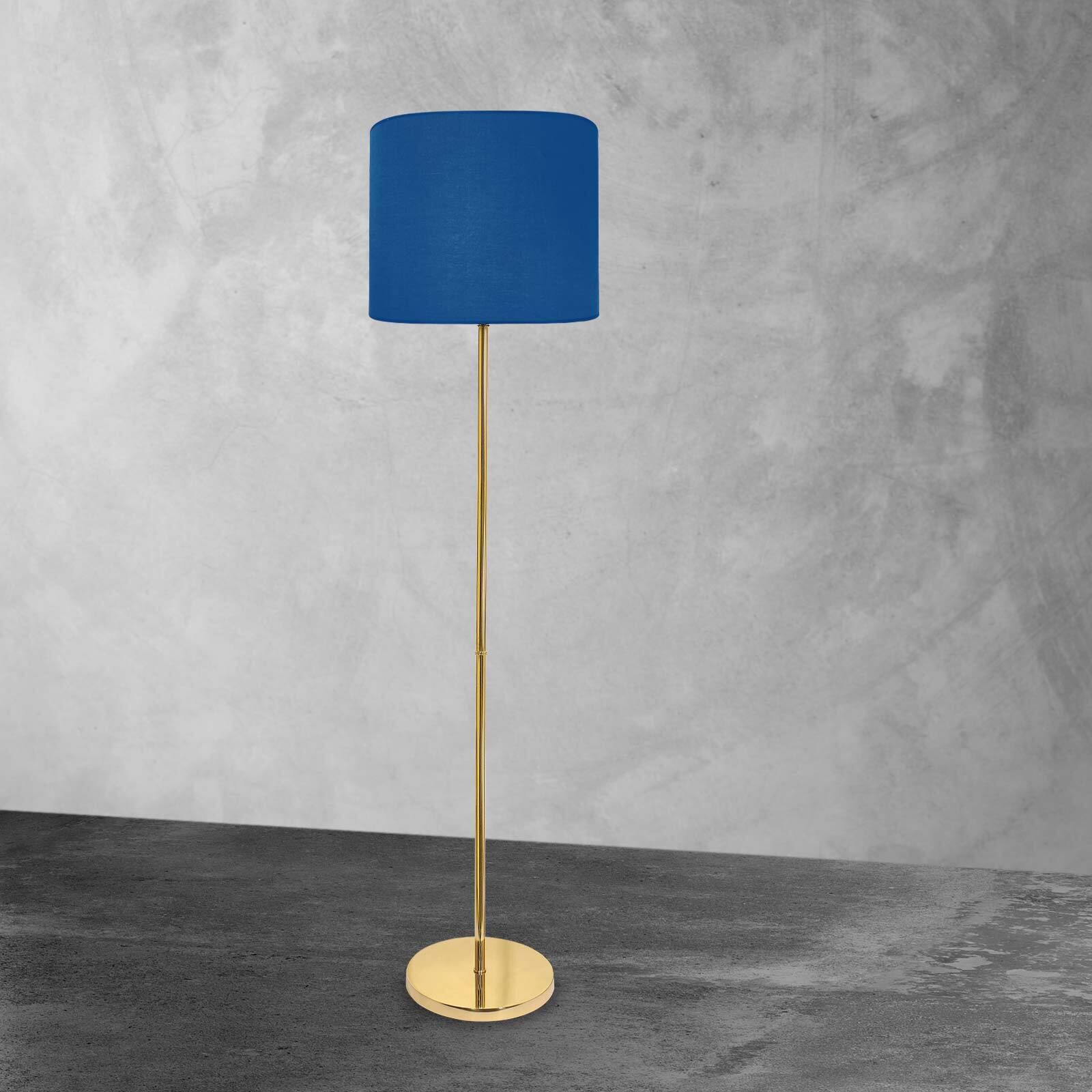 Lampadaire tissu laiton 161,5 cm E27 bleu salon