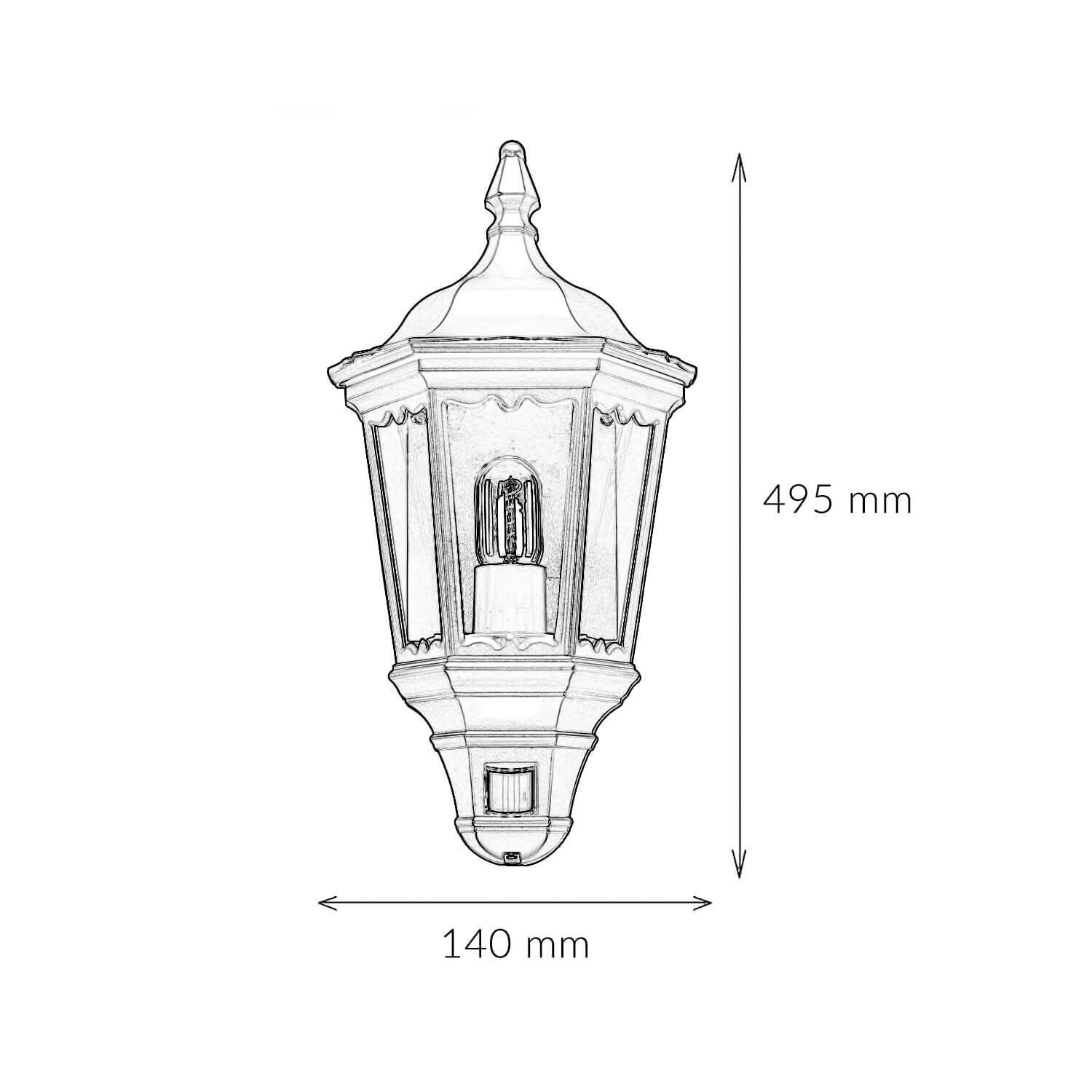 Lampe d'extérieur capteur de mouvement noir fer forgé Lampe