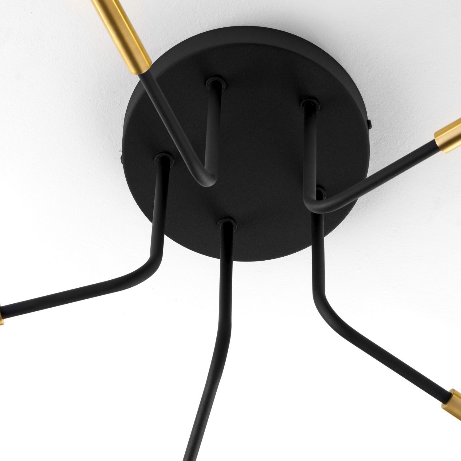 Deckenleuchte 5-flammig Metall Glas in Schwarz Gold G9 Lampe, Kronleuchter