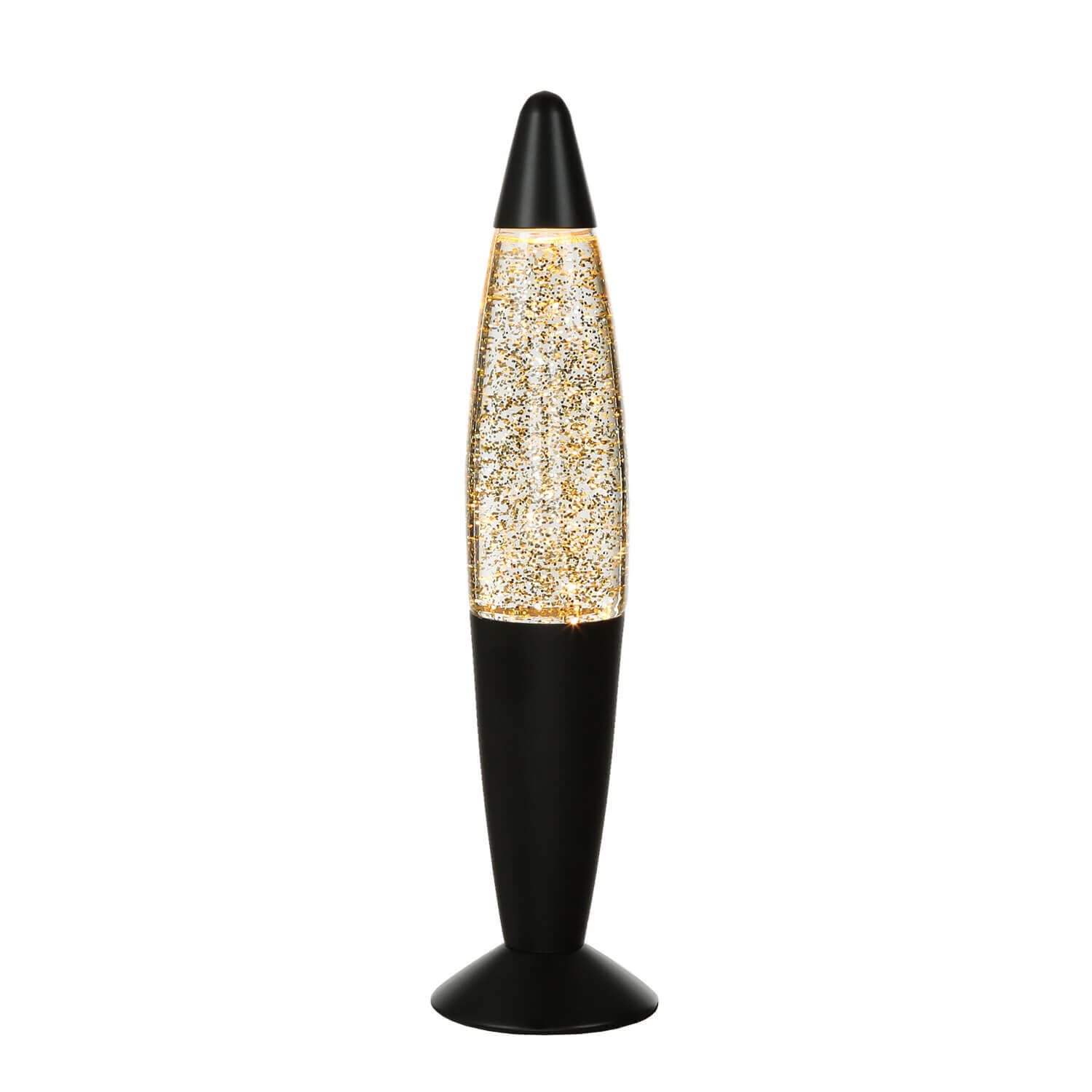 Glitter Lampe à Lave Noir Or 36 cm Rétro TIMMY