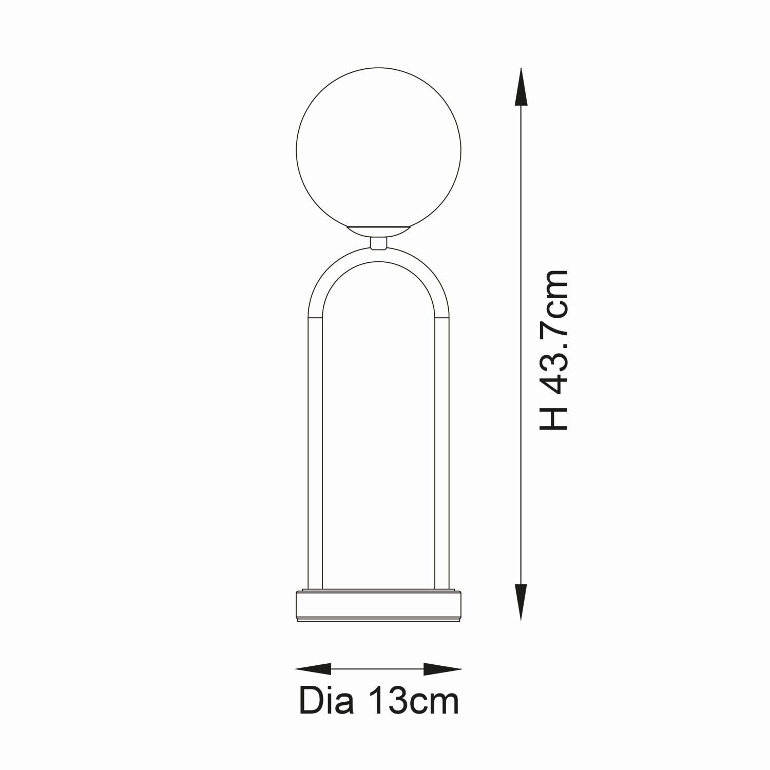 Lampe de table verre métal 43,7 cm noir blanc rétro G9