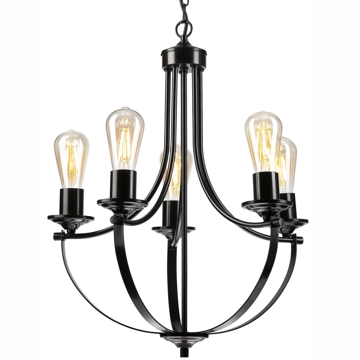 Lustre Métal Noir Ø 45 cm 3-flammes E27 Rustique