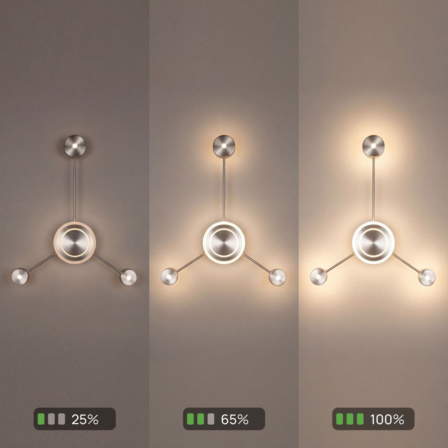 wandlampe, dekorative lampe, LED, wandlampe, dreiarmig