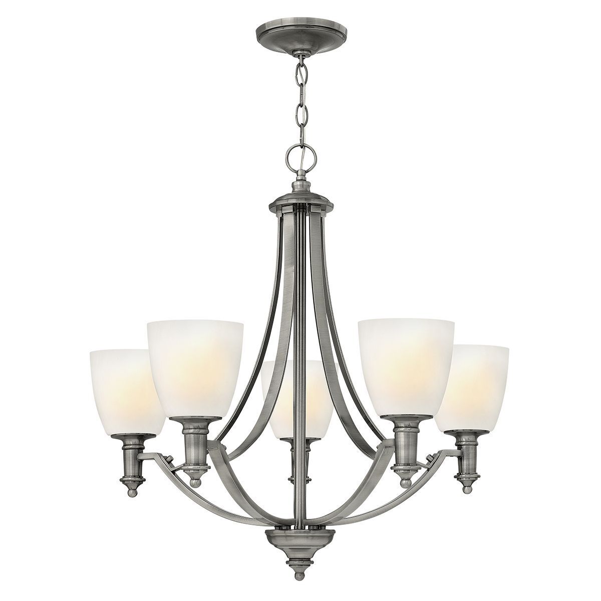 haengeleuchte-pendelleuchte-haengelampe-leslane-5-flammig-nickel-antik-weiss-jugendstil-200-1 Kronleuchter, Pendel-Lampe, Metallrahmen, Fünf-Licht, Glas-Schirme