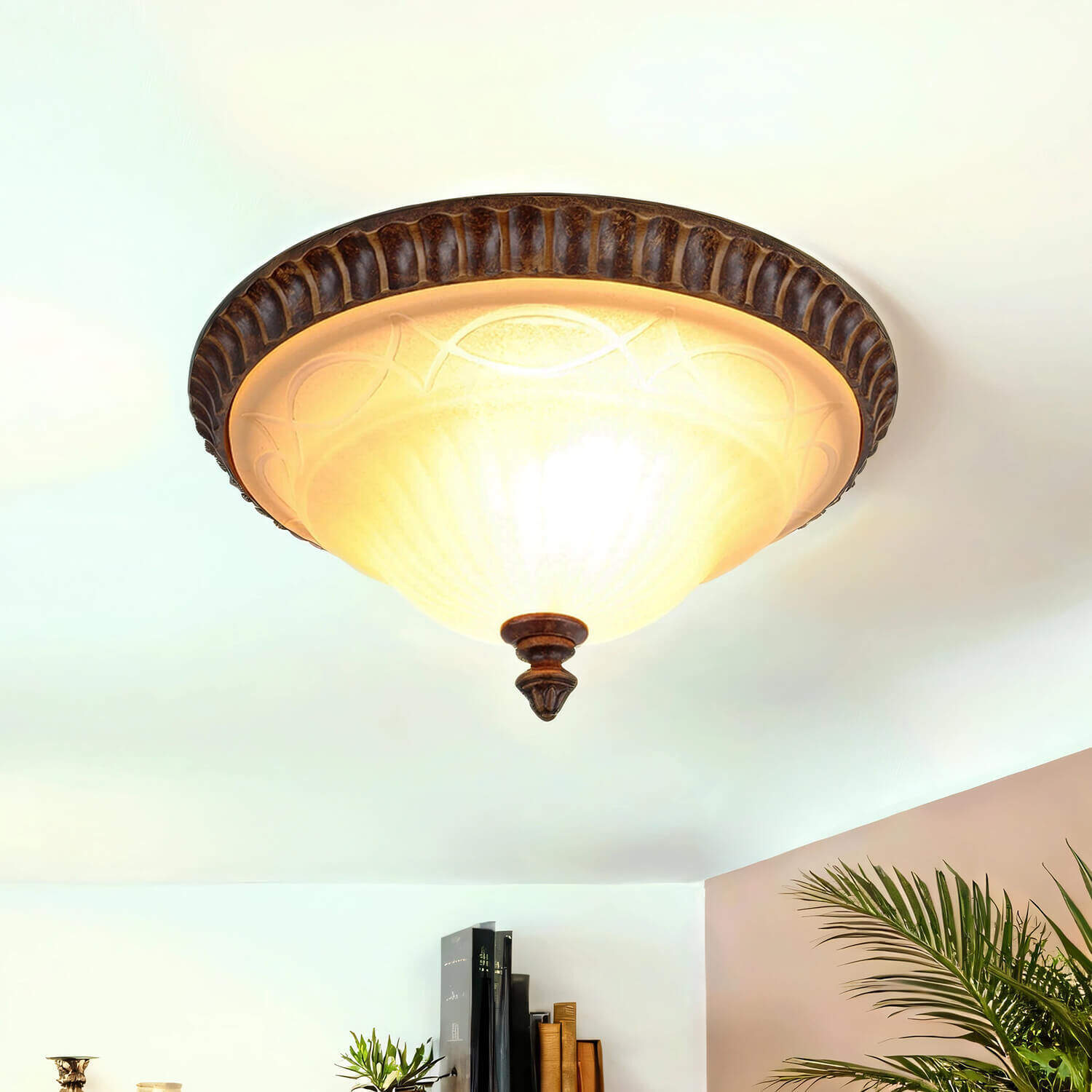 Plafonnier ANABELL 1 Crème Ø33cm Lampe de campagne