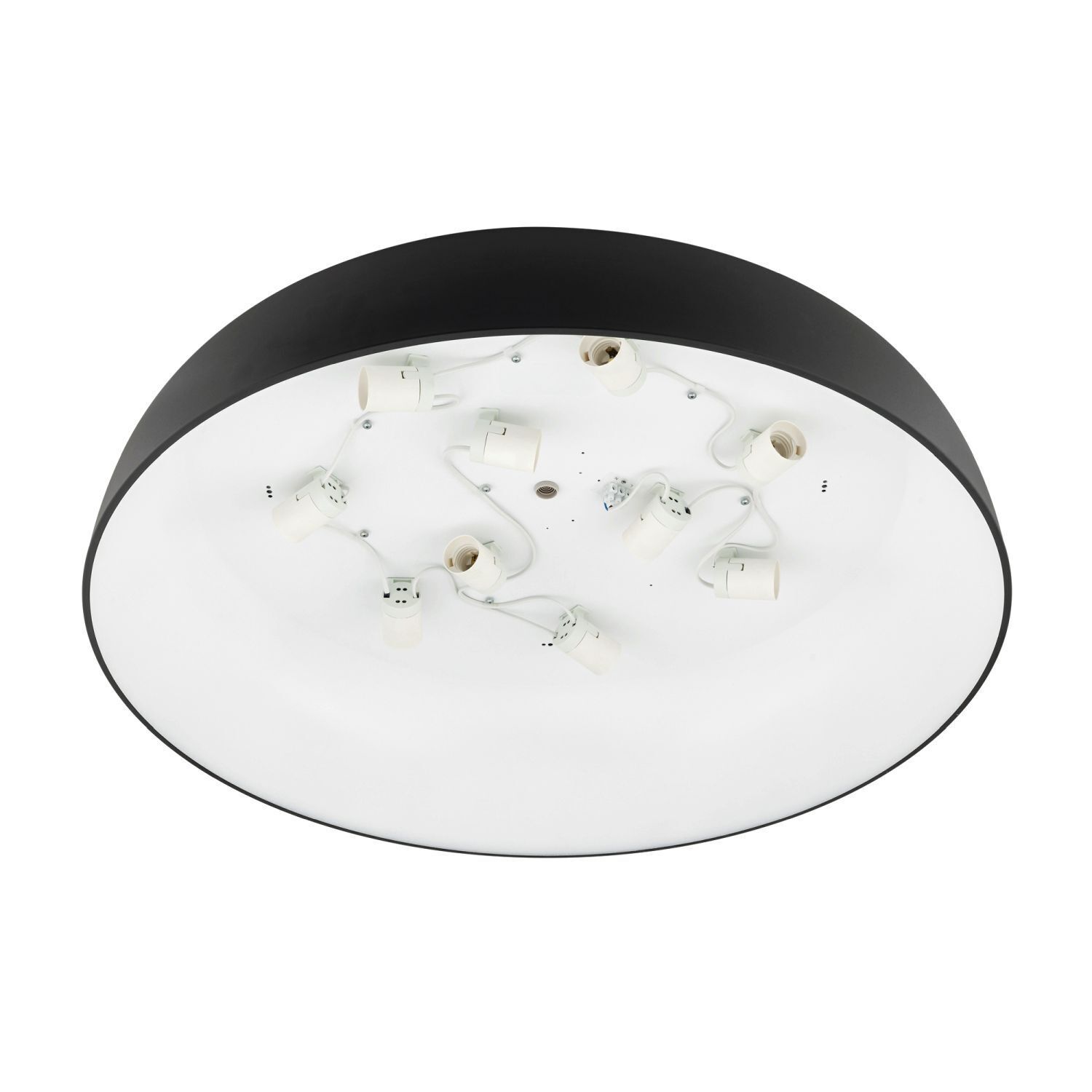 deckenleuchte, lackierte spiegelplatte, rahmen; schwarz, montage-kit, bolzenbefestigung