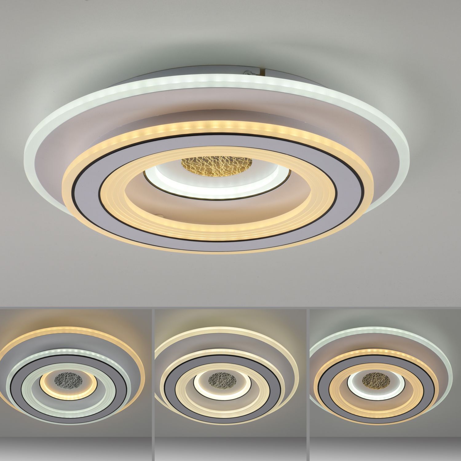 Lampe de plafonnier à LED blanche Variateur Ø40 cm 5100 lm Veilleuse