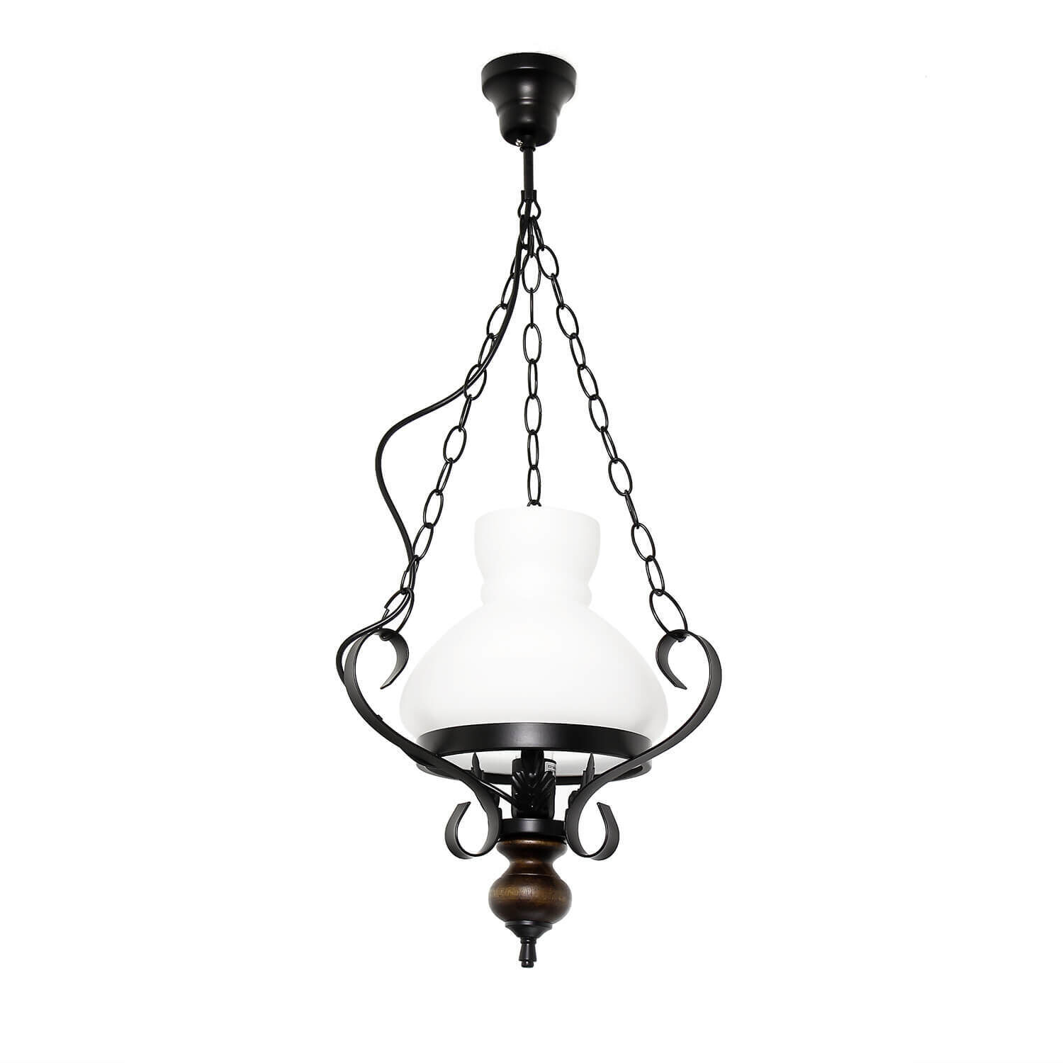 Lampe à suspendre en bois véritable verre métal style campagnard E27 Lampe, Kronleuchter, Leuchte