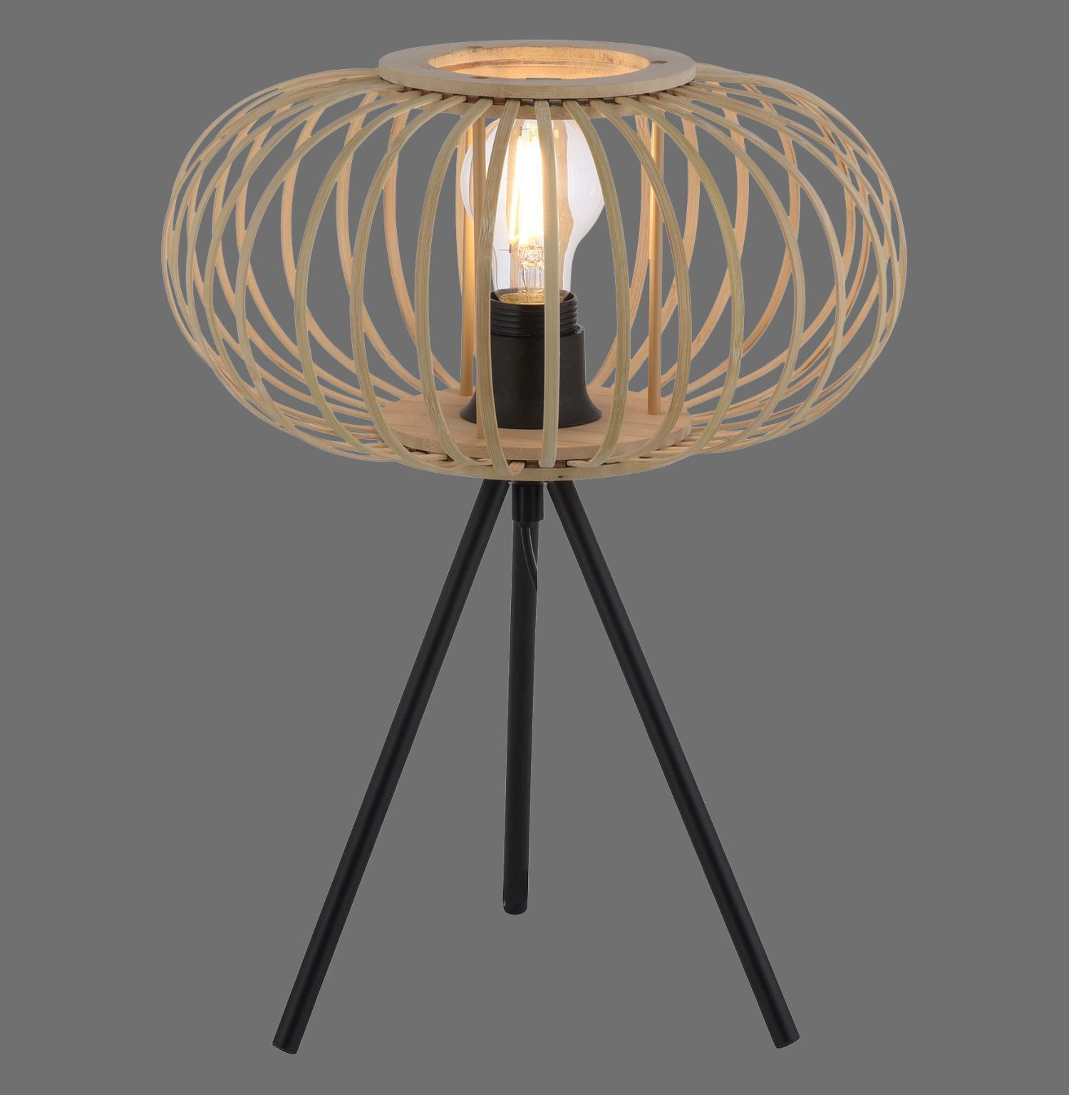 Tripod Lampe de table Scandinave Abat-jour en bois E27 41 cm Lampe