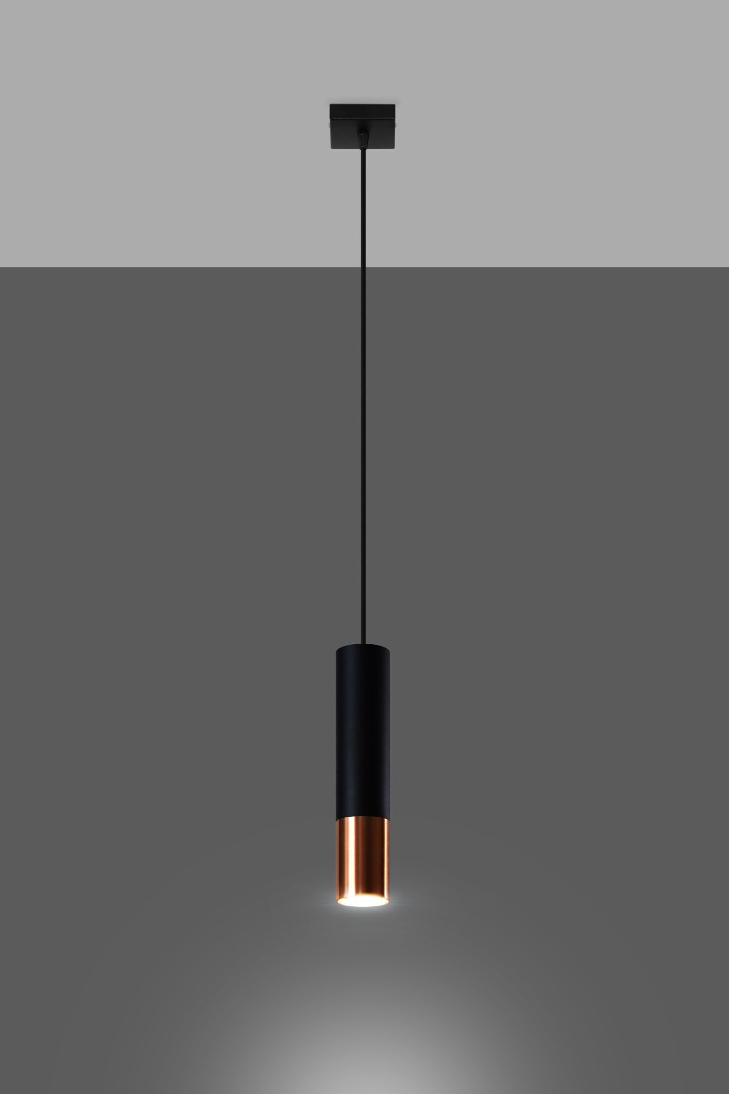 Lampe à suspendre Cylindre Noir Cuivre Ø 6 cm GU10 Métal