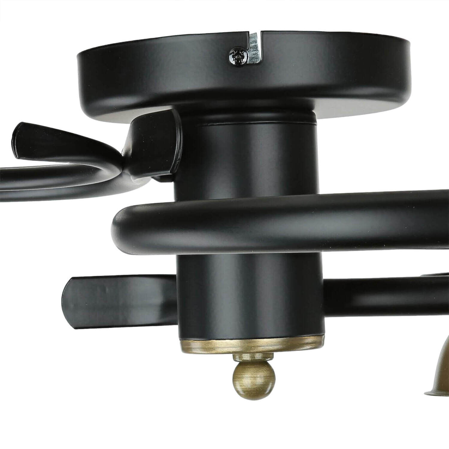 Plafonnier verre métal noir blanc laiton 3 flammes Gerät, Deckenventilator, Elektrisches Gerät