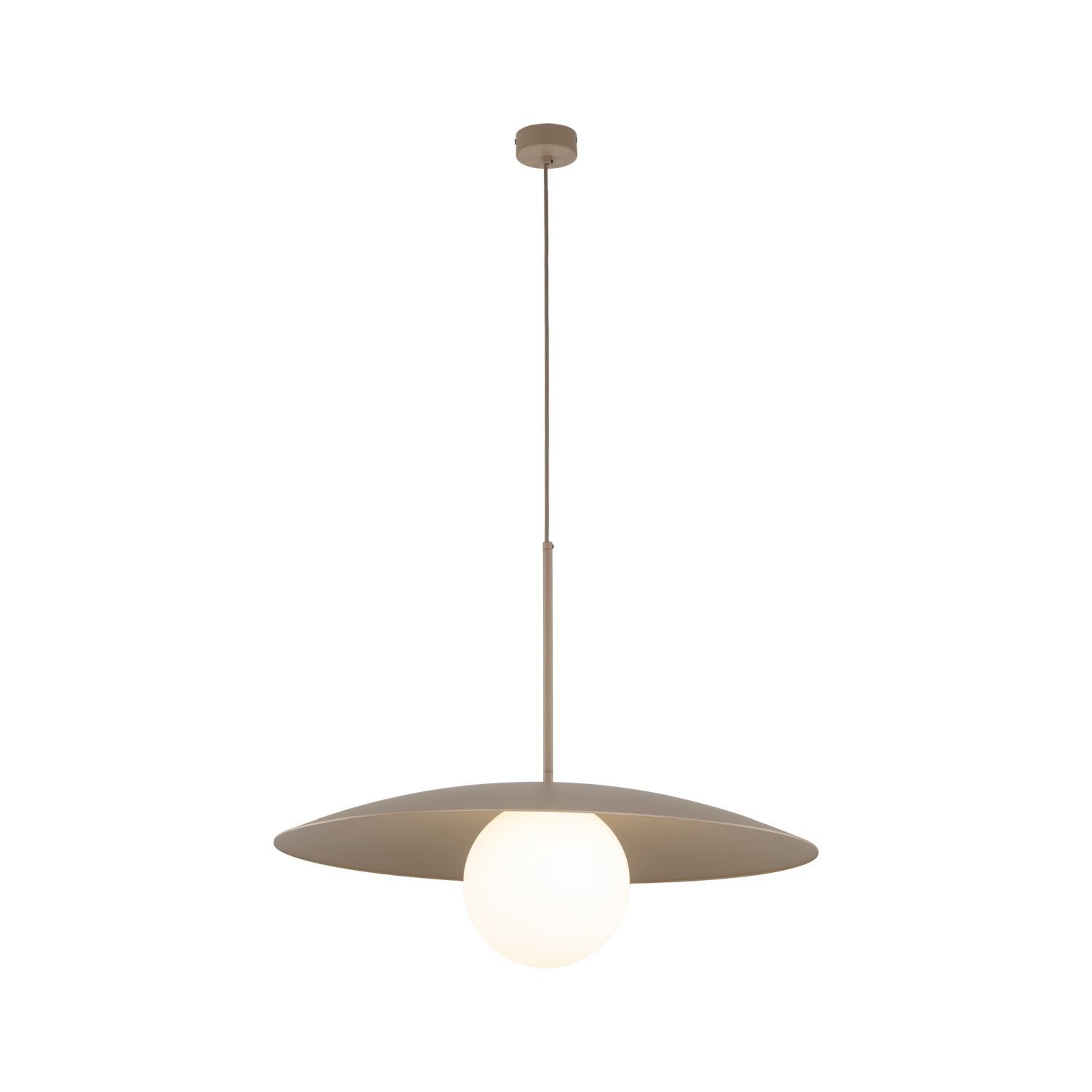 Lampe à suspendre Abat-jour en verre Métal rond Ø65 cm E27 Gris sable