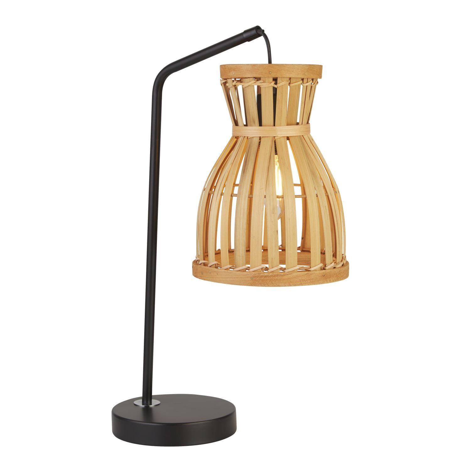 Lampe de table 45 cm Noir Naturel E14 Bambou Métal