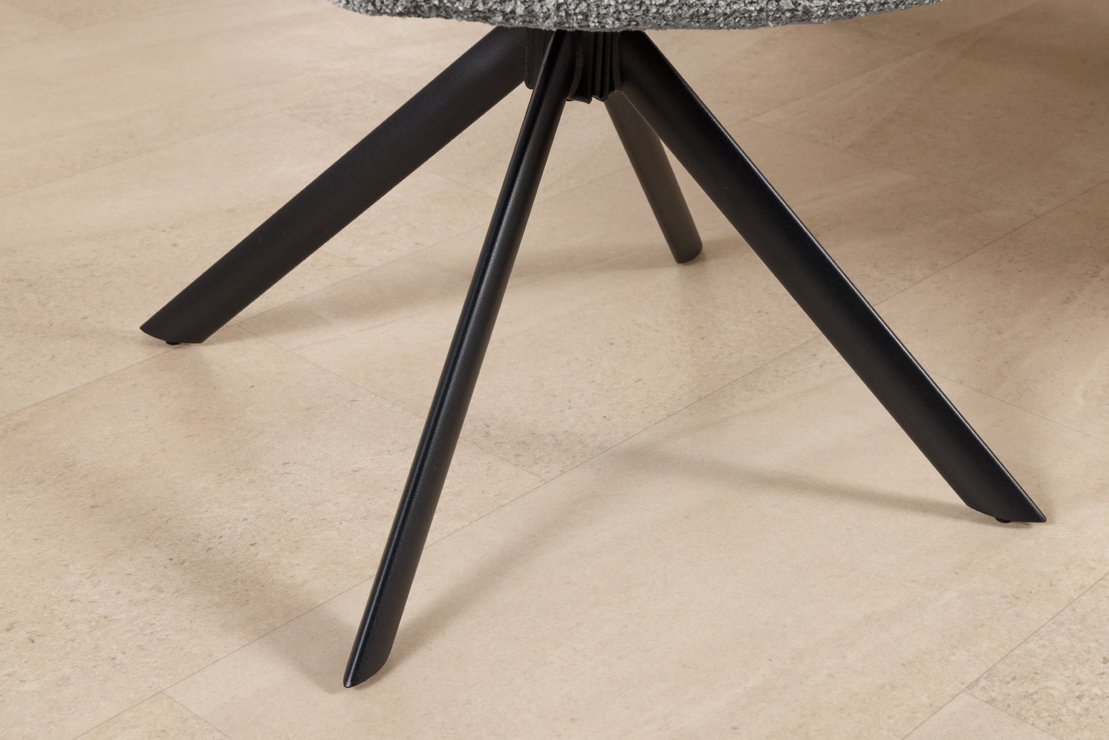 Chaise de bureau sans roulettes Gris Noir Bouclé Métal Rétro Moebel