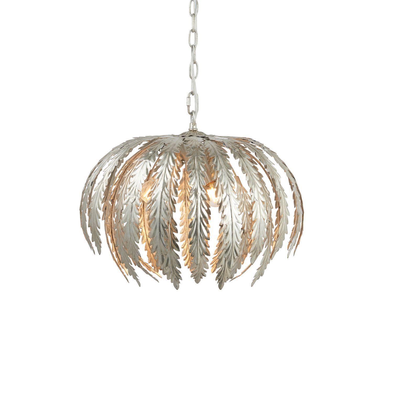 Suspension métal Ø 45 cm rond feuille d'argent 3x E14 Floral