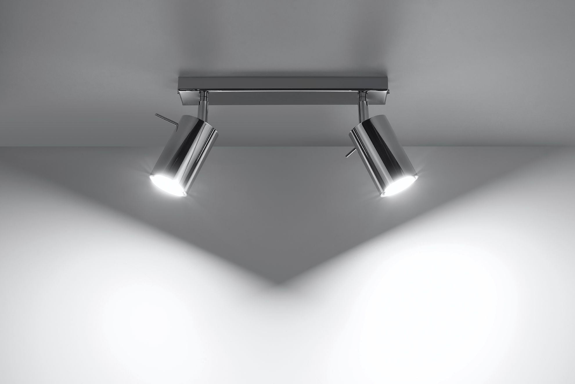 Spot de plafond 2 flammes GU10 30 cm allongé chrome