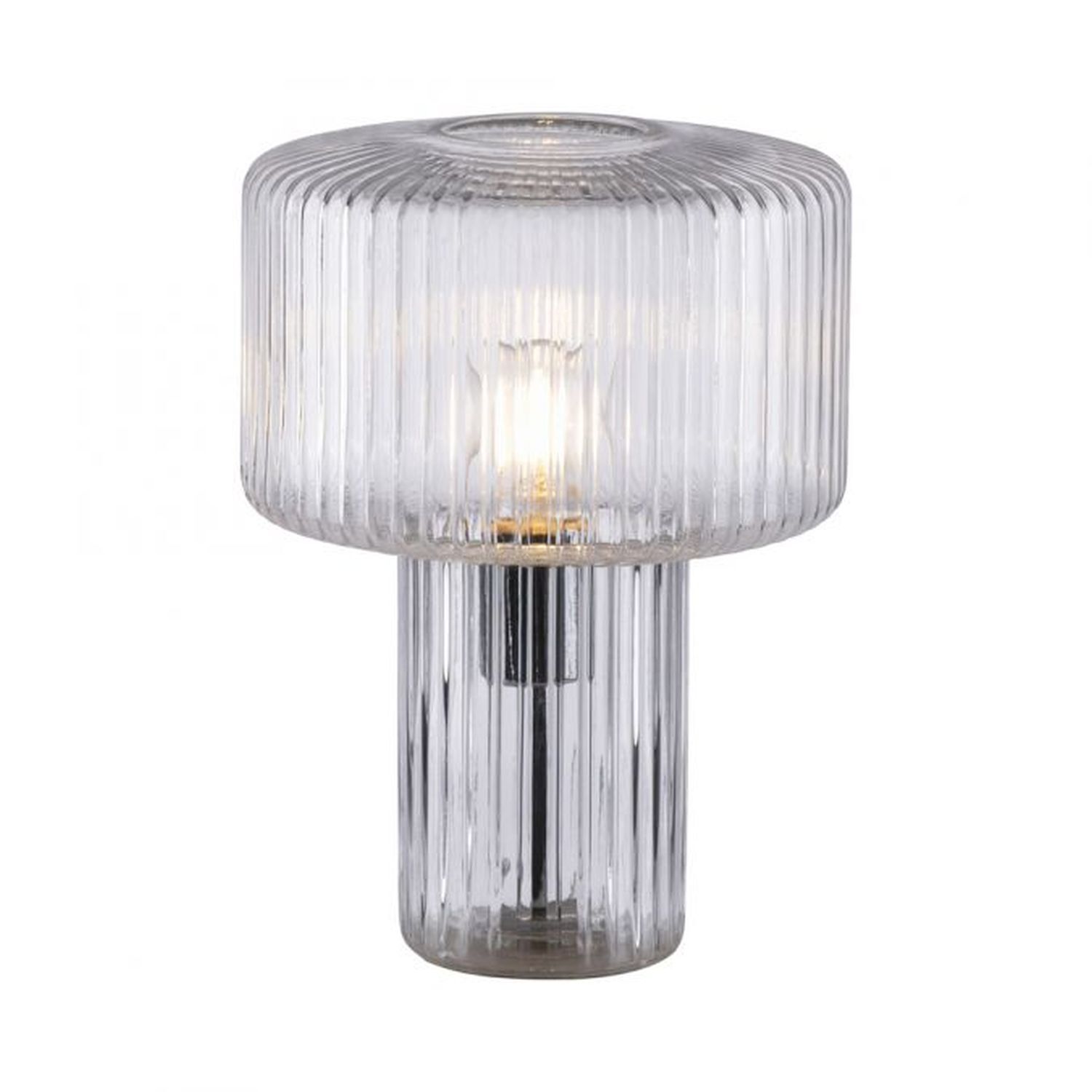 Lampe de table décorative verre strié E27 35 cm champignon rond