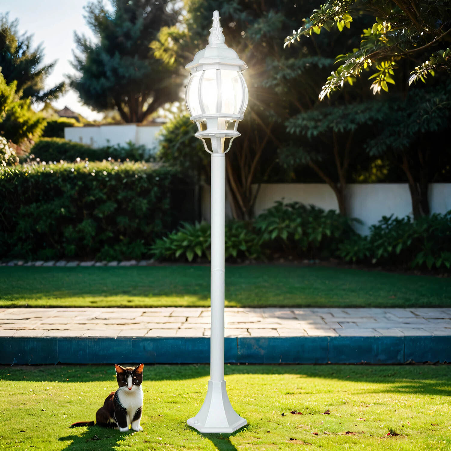 Lampadaire extérieur blanc BREST 115,5cm résistant à la pluie