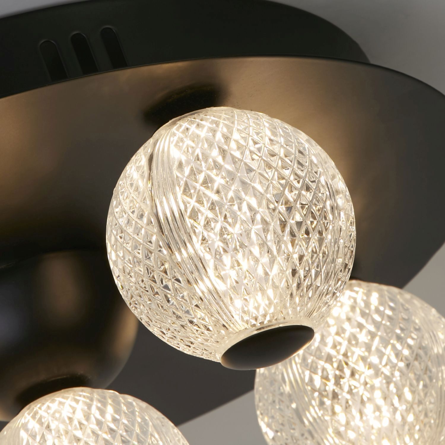 Lampe de plafonnier LED ronde noire métal Ø33 cm 21 W boules
