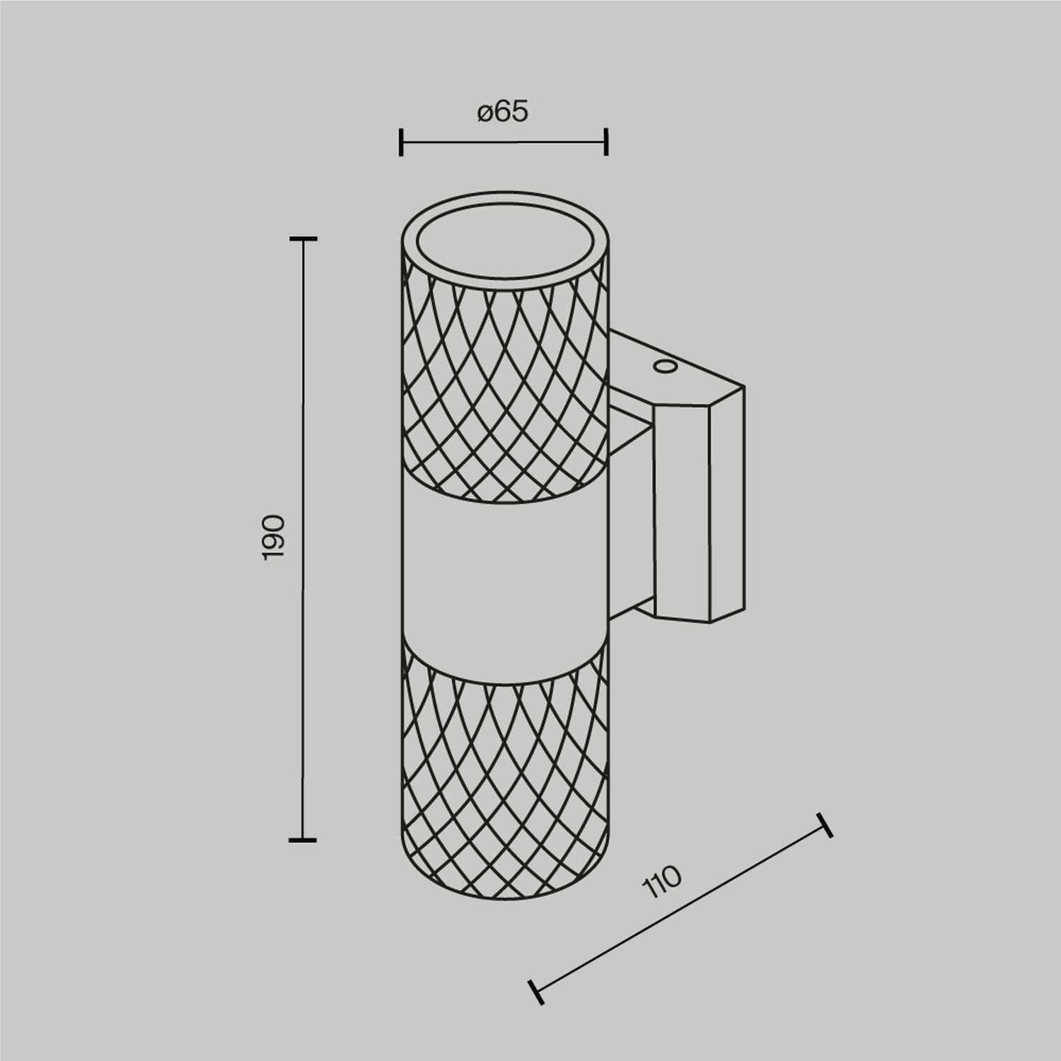 Lampe d'extérieur murale aluminium verre GU10 IP54 H : 19 cm ENZO Zylinder, CAD-Diagramm, Diagramm