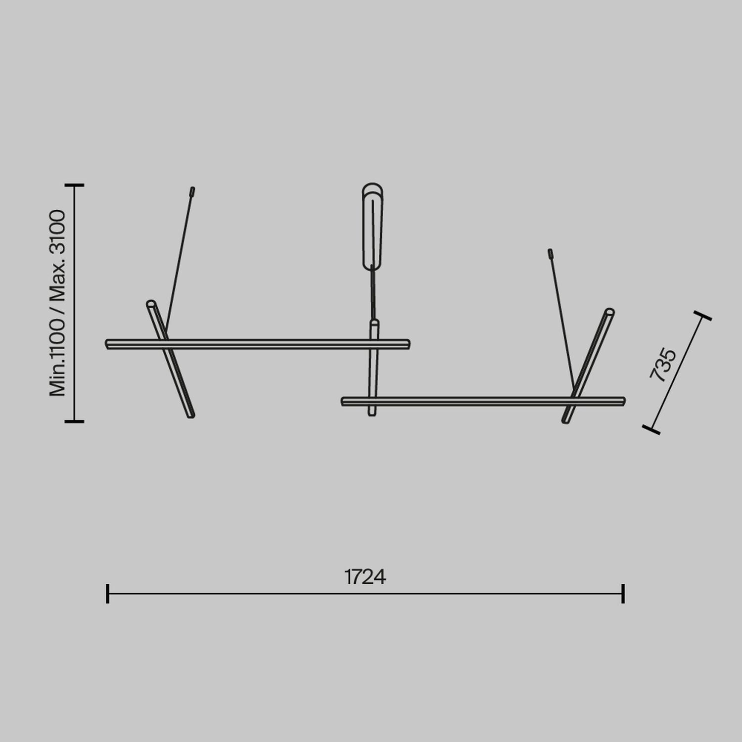 Lampe à suspendre LED aluminium H : max. 310 cm en or 1900 lm