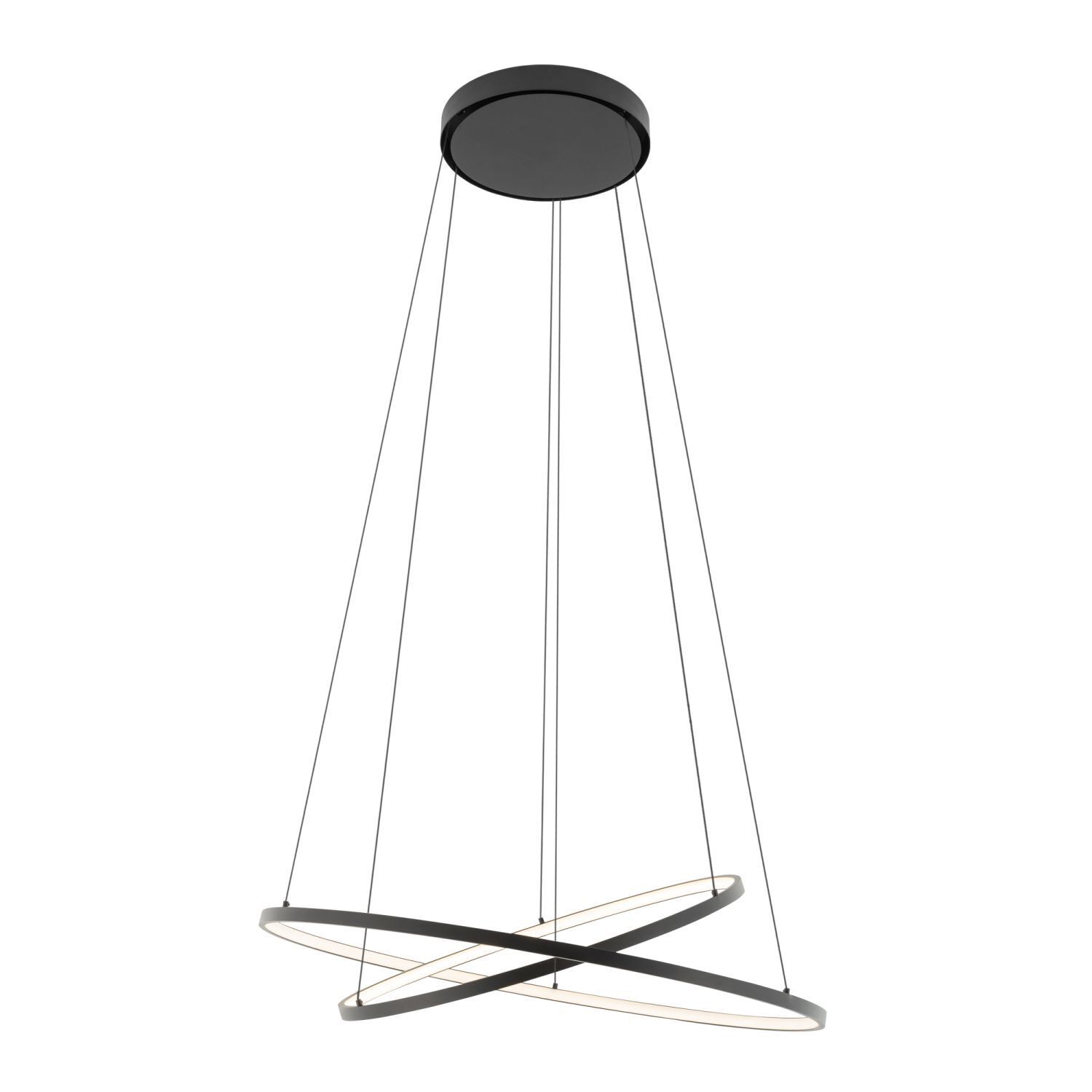 Suspension LED ronde 2 anneaux Ø 60 cm + Ø 45 cm Noir 3000 K