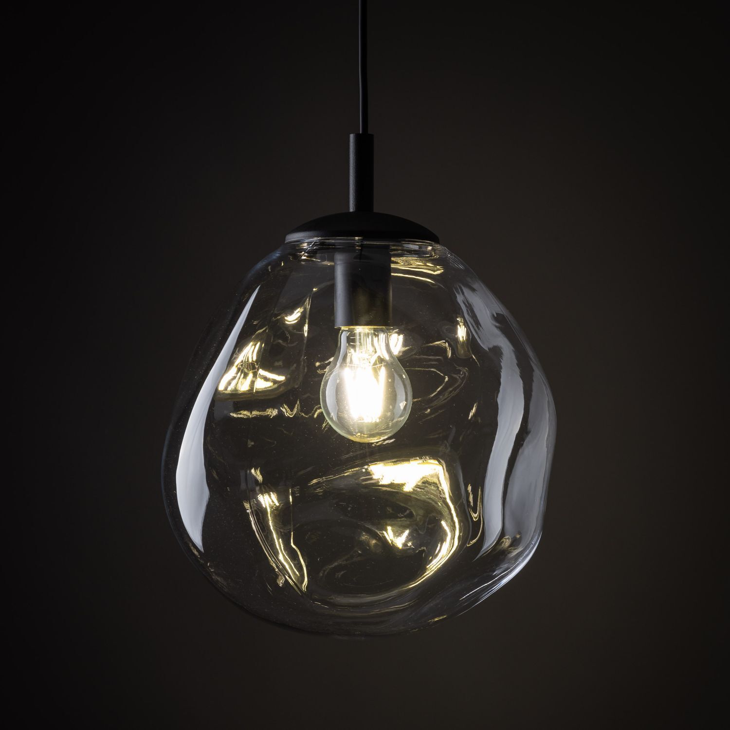 Suspension verre L : 25 cm H : max. 175 cm réglable E27