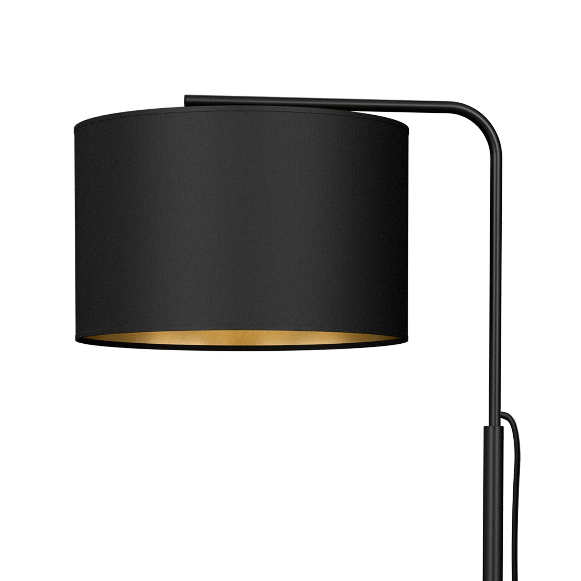 Lampadaire tissu métal 151 cm salon noir or