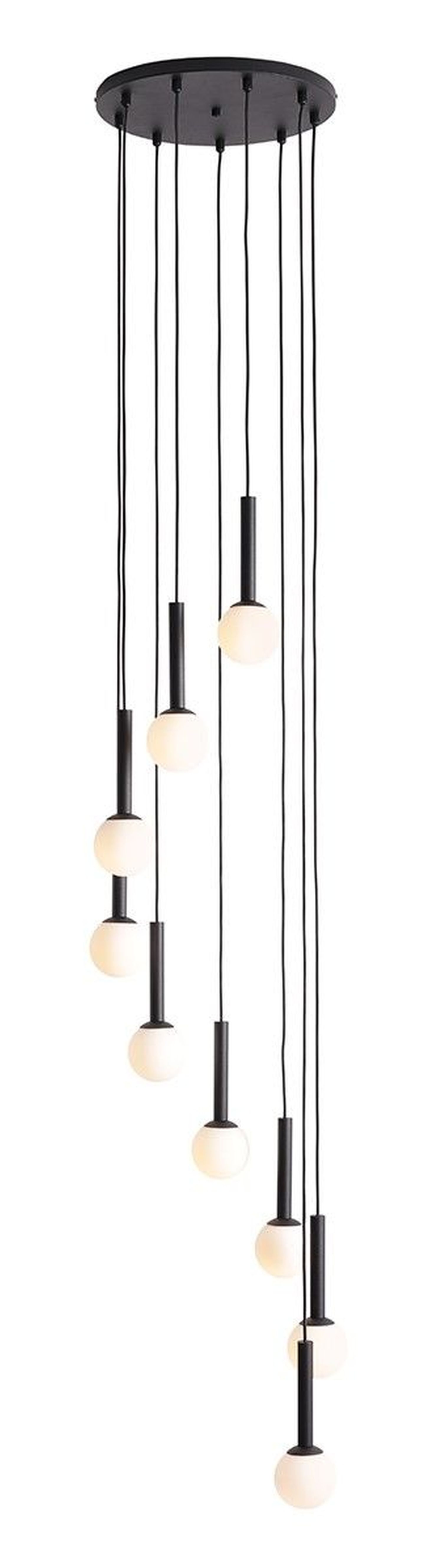 Lampe à suspendre Noir Métal Verre G9 faible éblouissement Ø36 cm rond