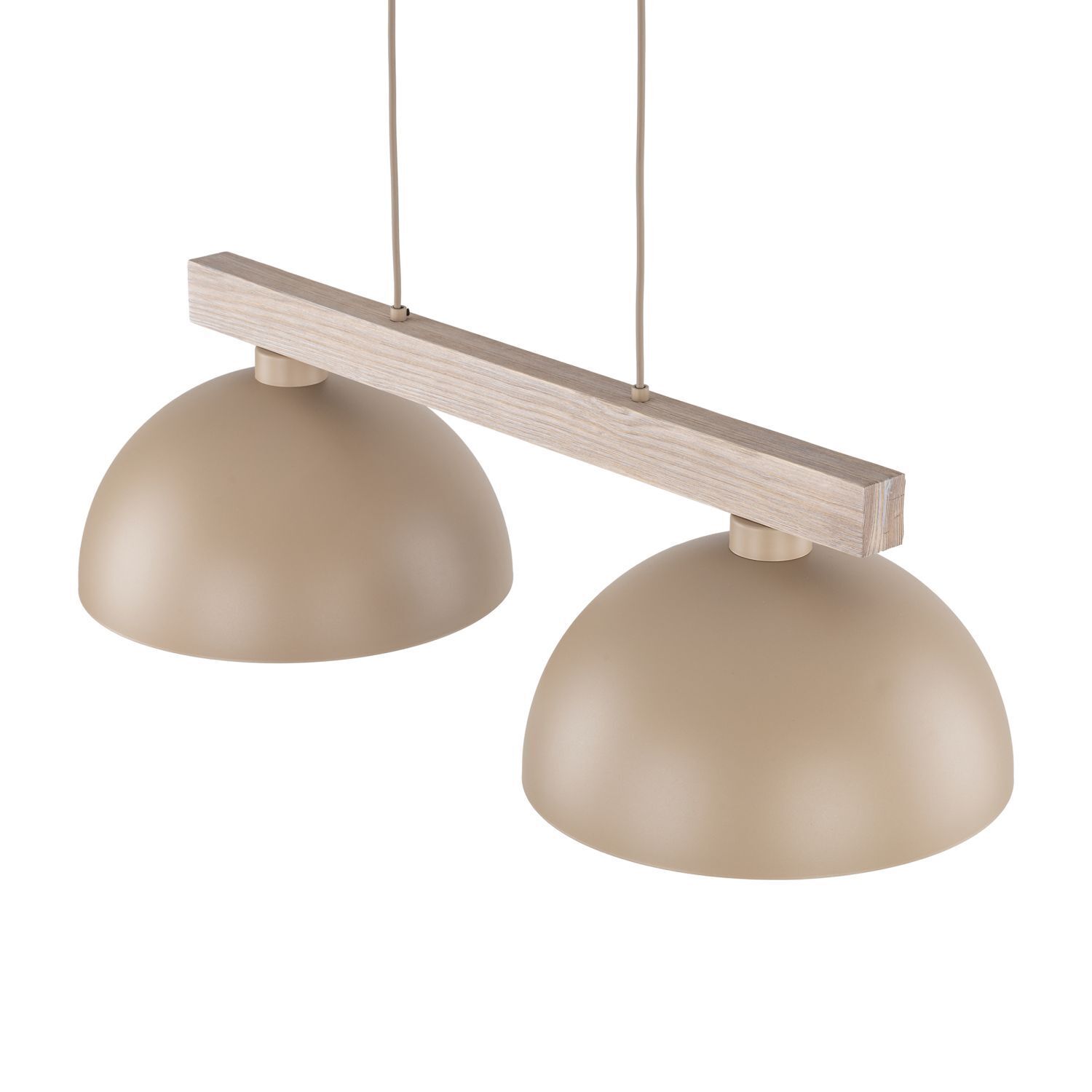 Pendelleuchte Metall Holz 83 cm Beige E27 2-flammig Lampen, Hängeleuchte, Beleuchtung, Doppel-Auszubild, Beige