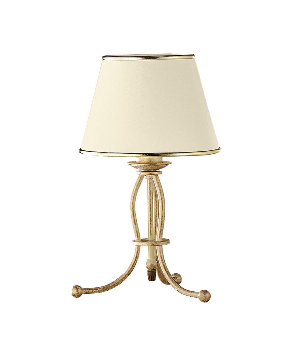 Lampe de table BERTHA 38cm en shabby or blanc Lampe