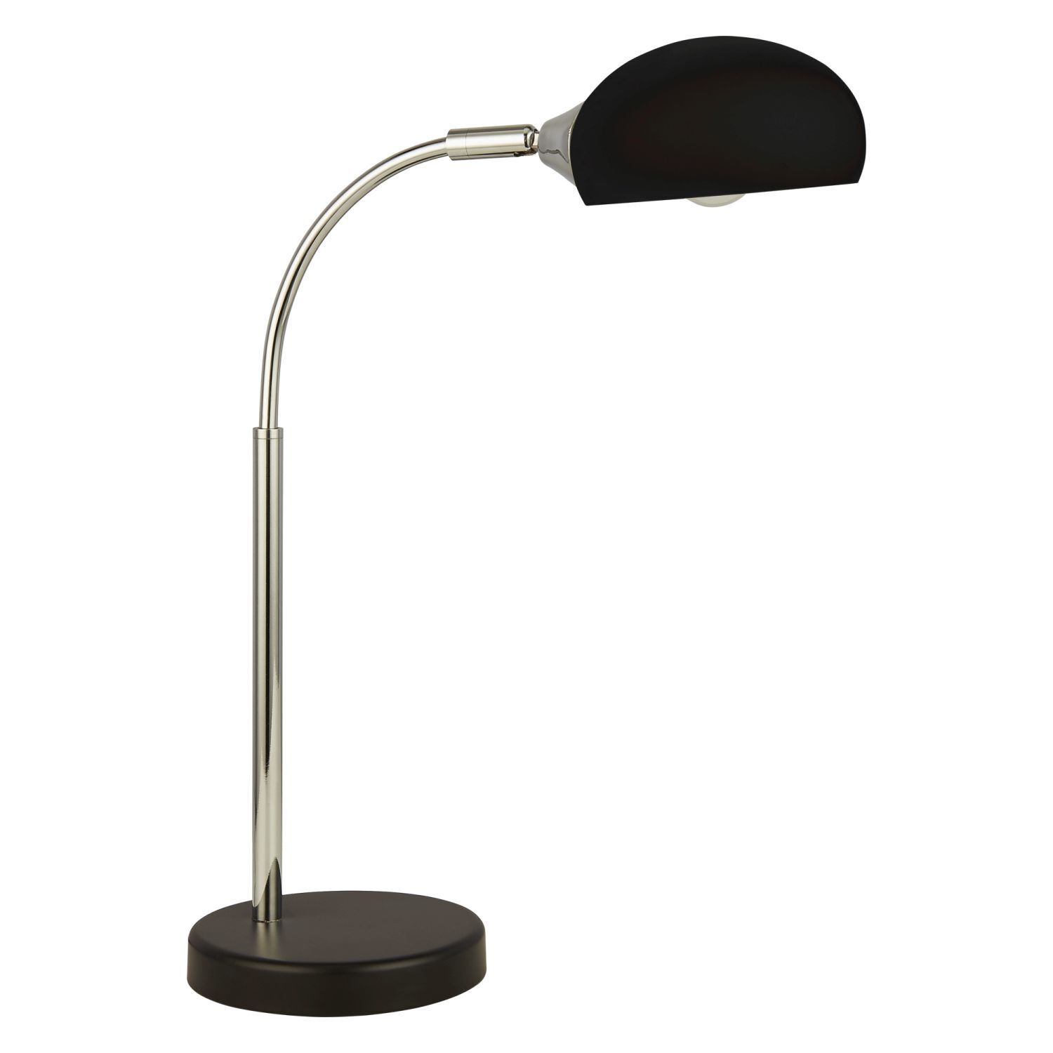 Lampe de bureau noire H : 49 cm E14 Abat-jour en verre réglable