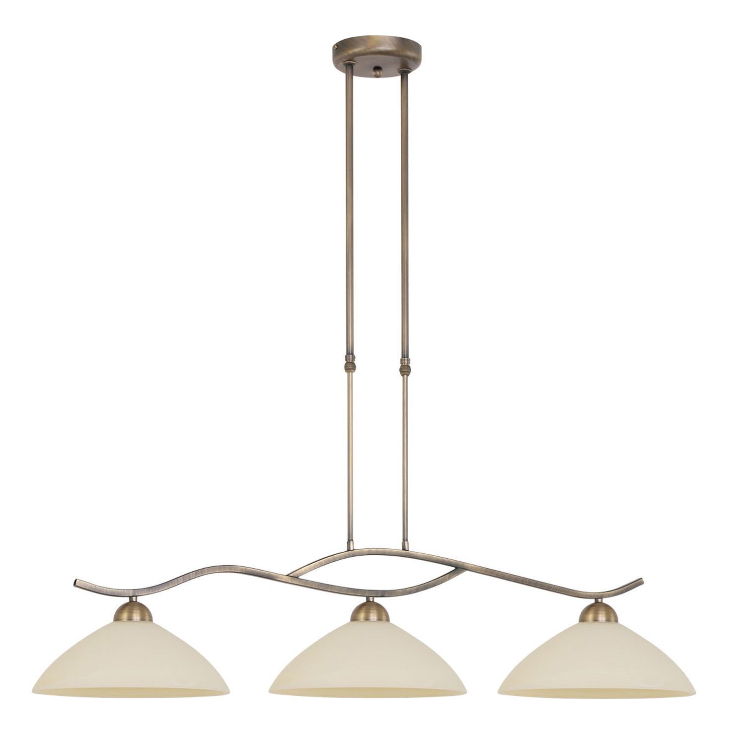 Plafonnier métal verre bronze crème 112 cm faible éblouissement
