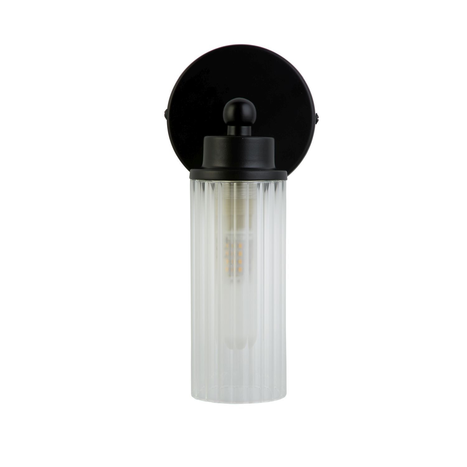Applique murale métal Abat-jour verre G9 IP44 L:10 cm Noir