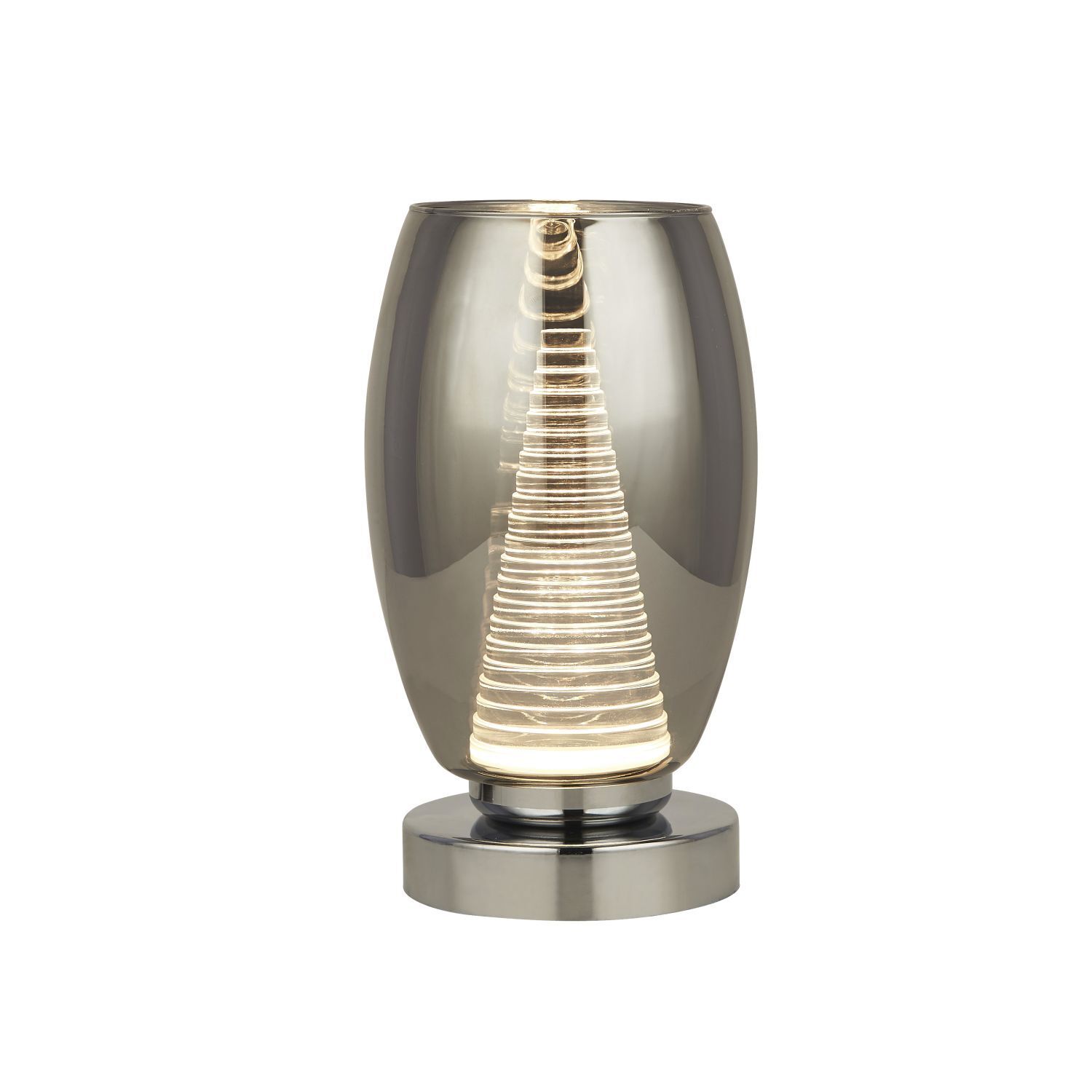 Lampe de table LED verre fumé H : 20,5 cm Ø 11,5 cm 3000 K