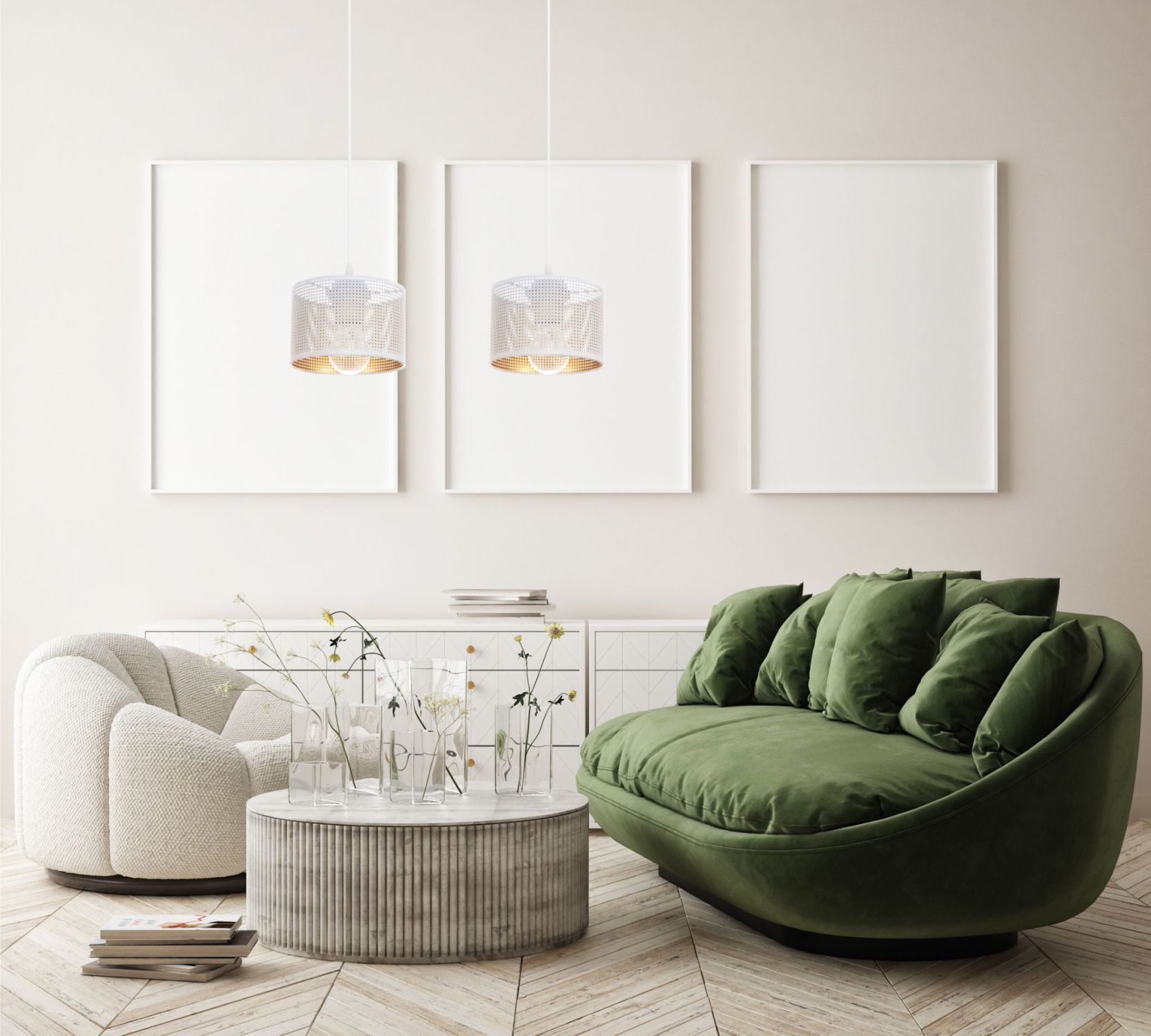 Lampe à suspendre métal blanc or E27 2 flammes 50 cm de long Moebel, Lampe, Dekoration für Zuhause, Couch