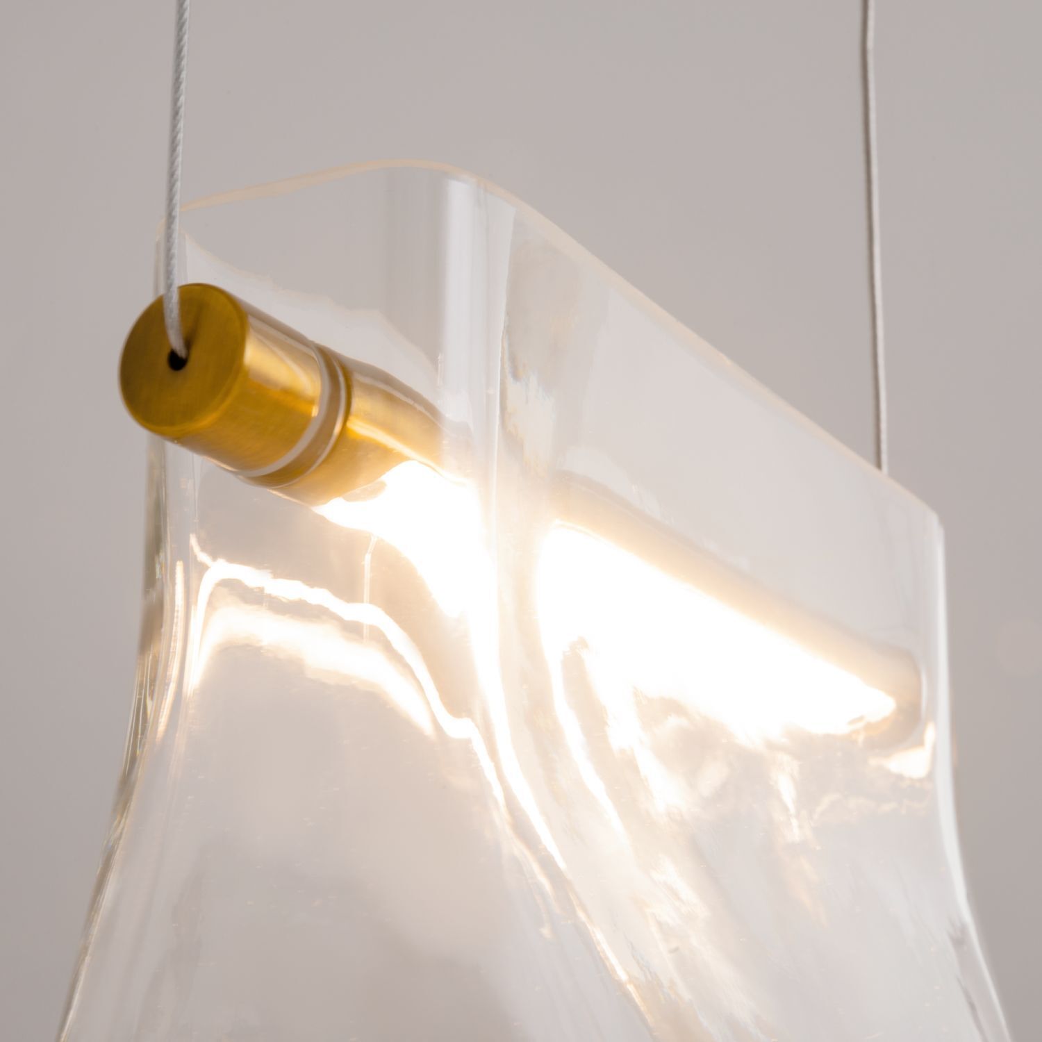 Suspension métal verre LED H : max. 329 cm en laiton